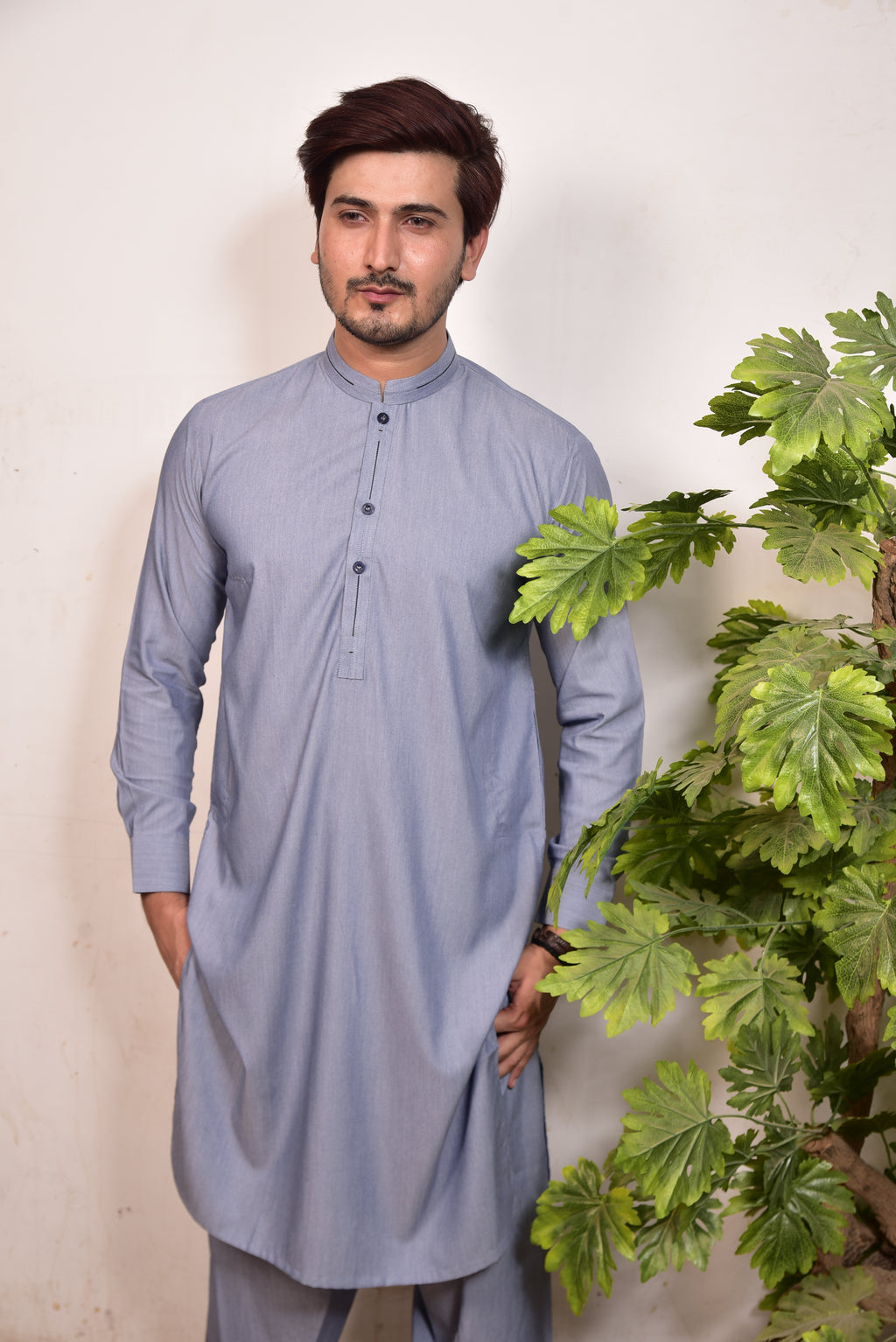 Steel Blue Kurta Trousers/Shalwar
