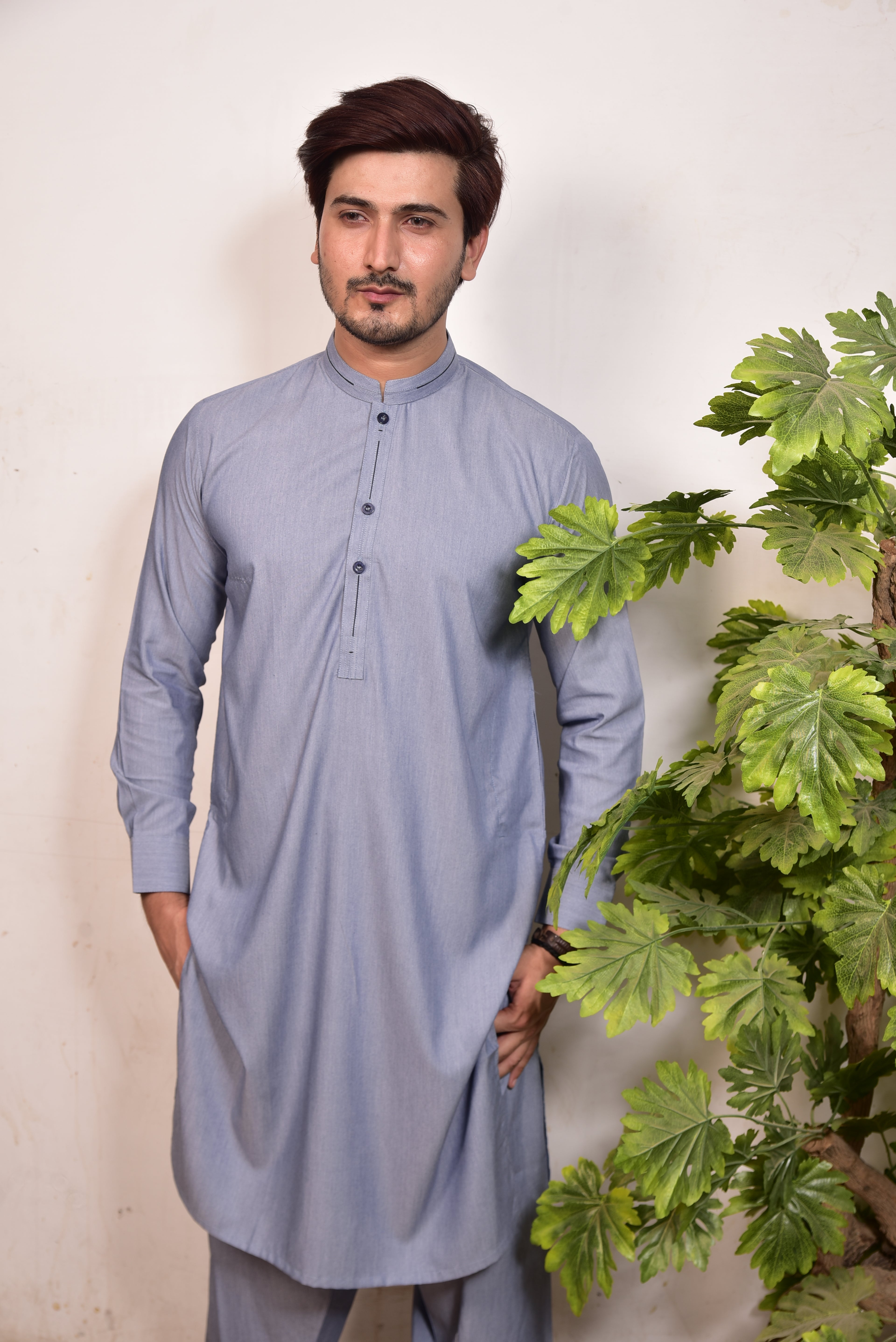Steel Blue Kurta Trousers/Shalwar