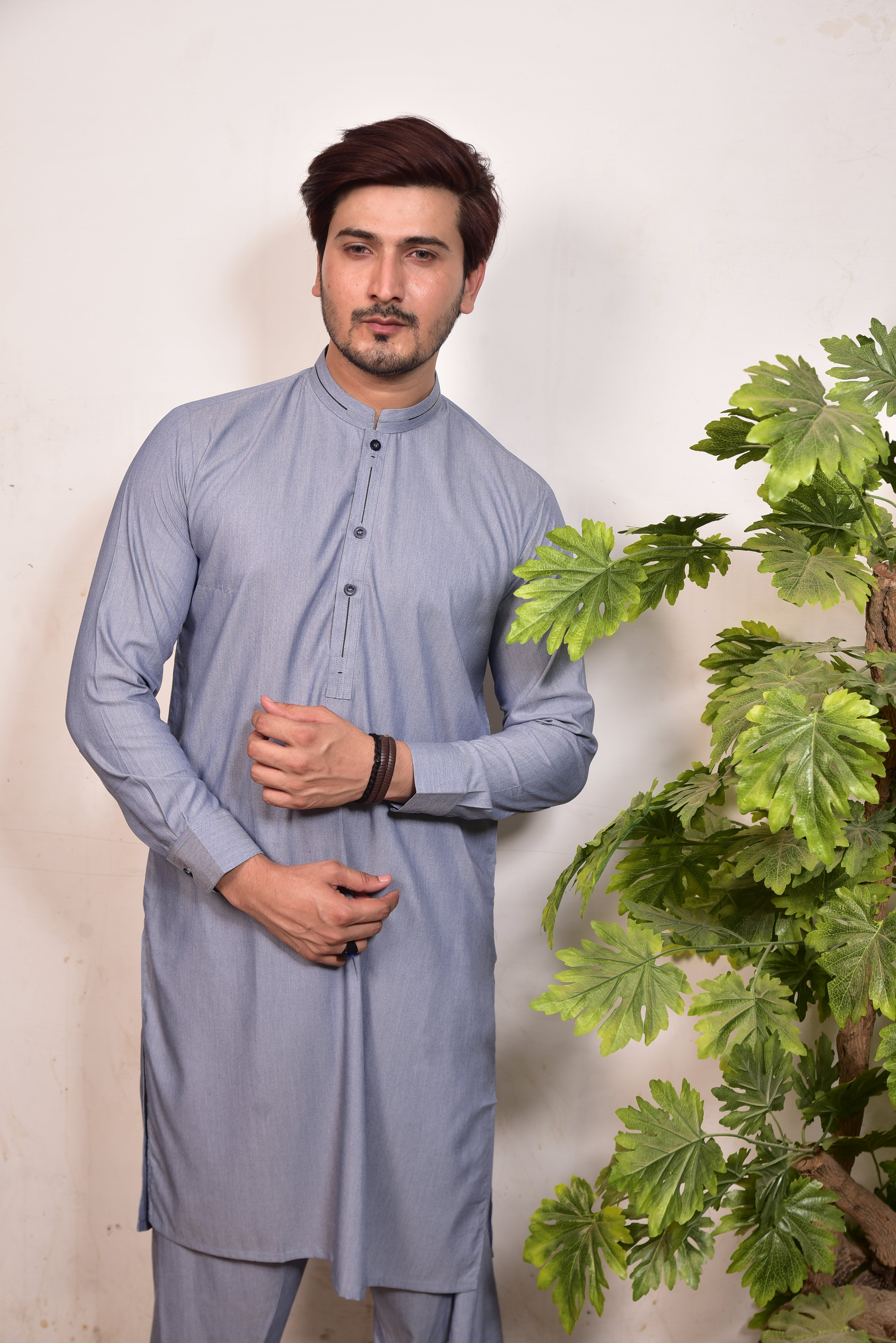 Steel Blue Kurta Trousers/Shalwar