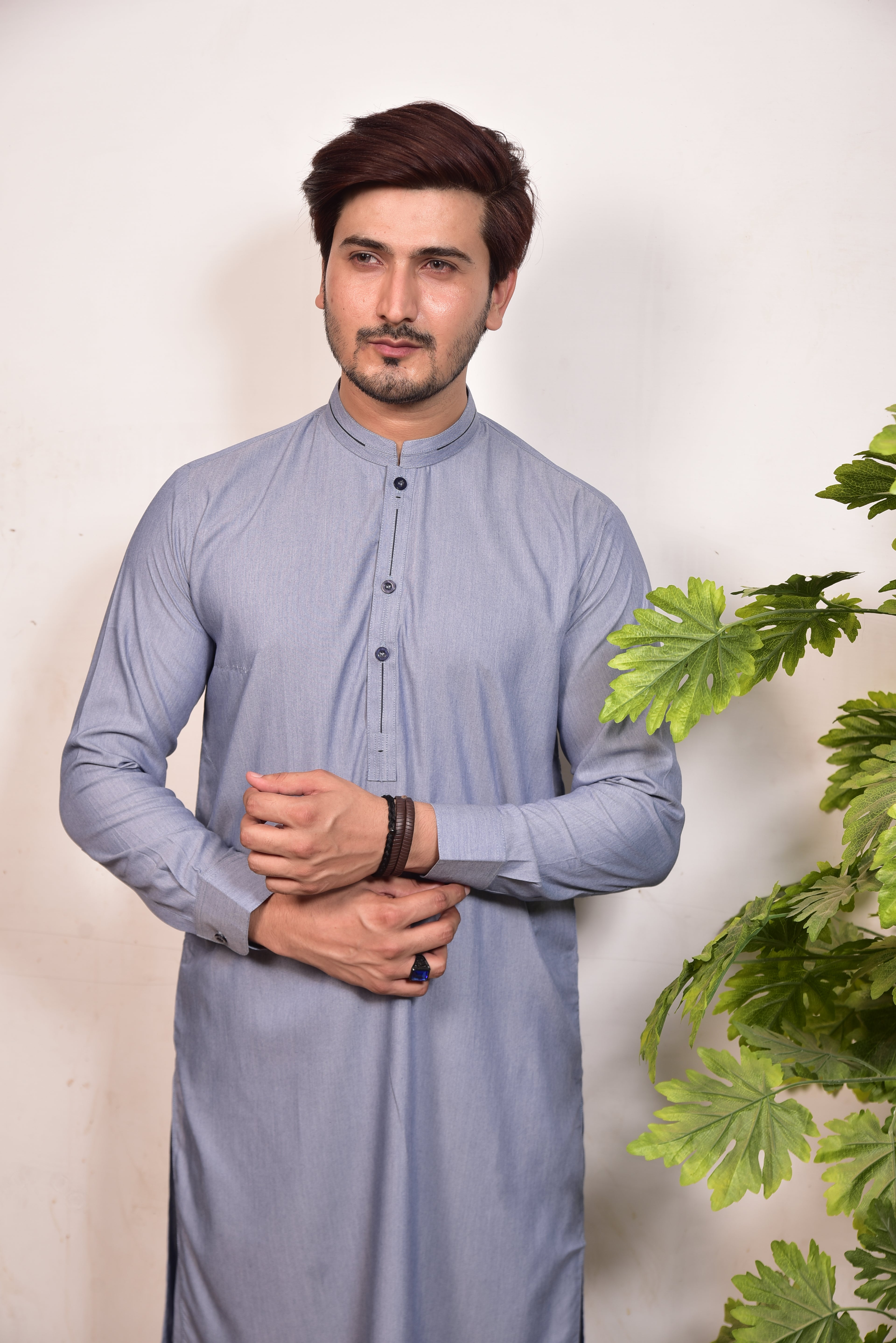 Steel Blue Kurta Trousers/Shalwar