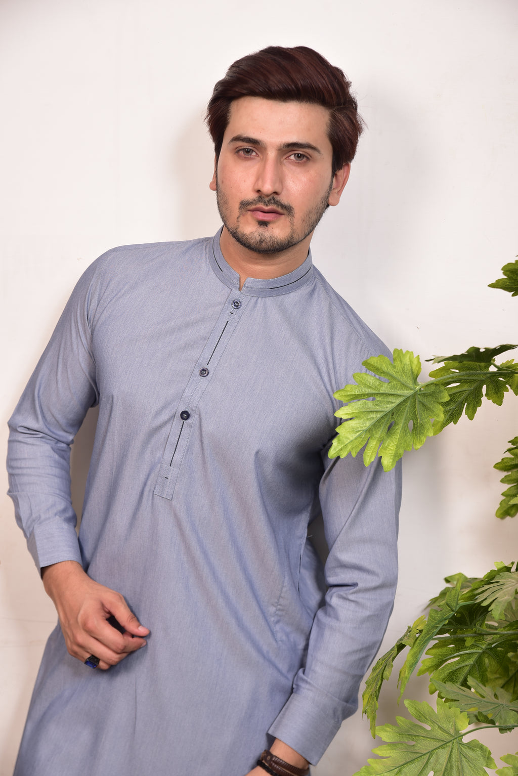 Steel Blue Kurta Trousers/Shalwar
