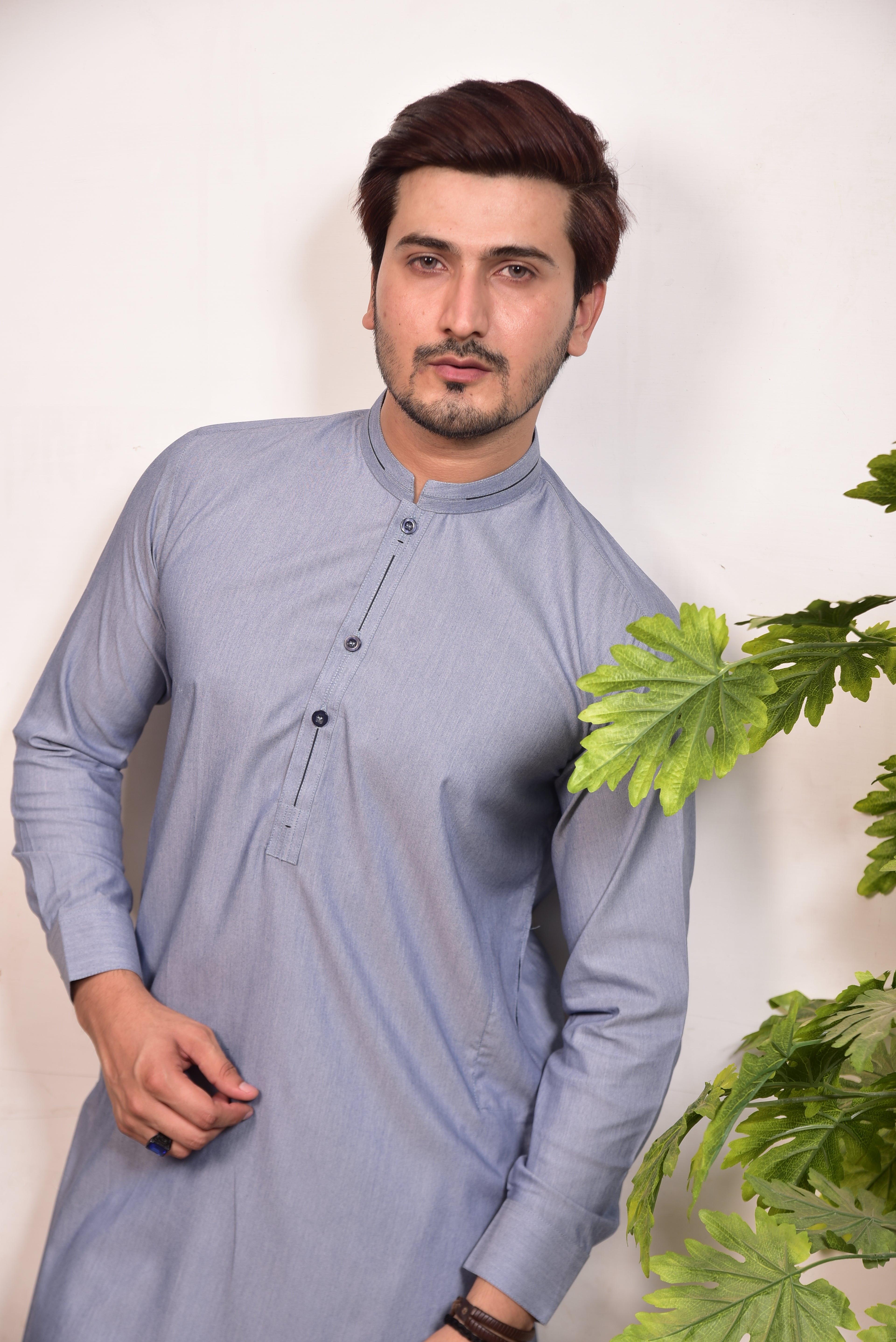 Steel Blue Kurta Trousers/Shalwar