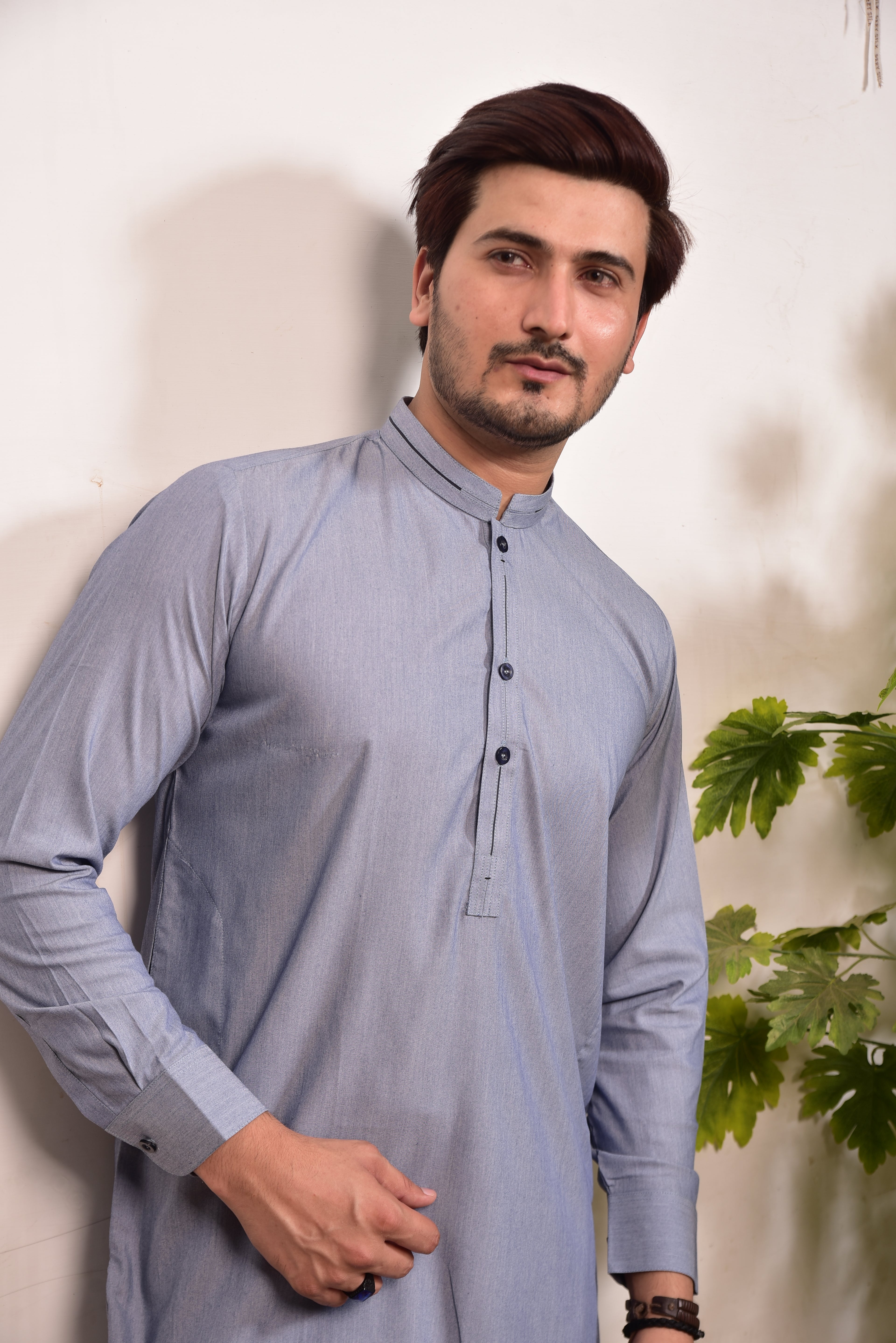 Steel Blue Kurta Trousers/Shalwar