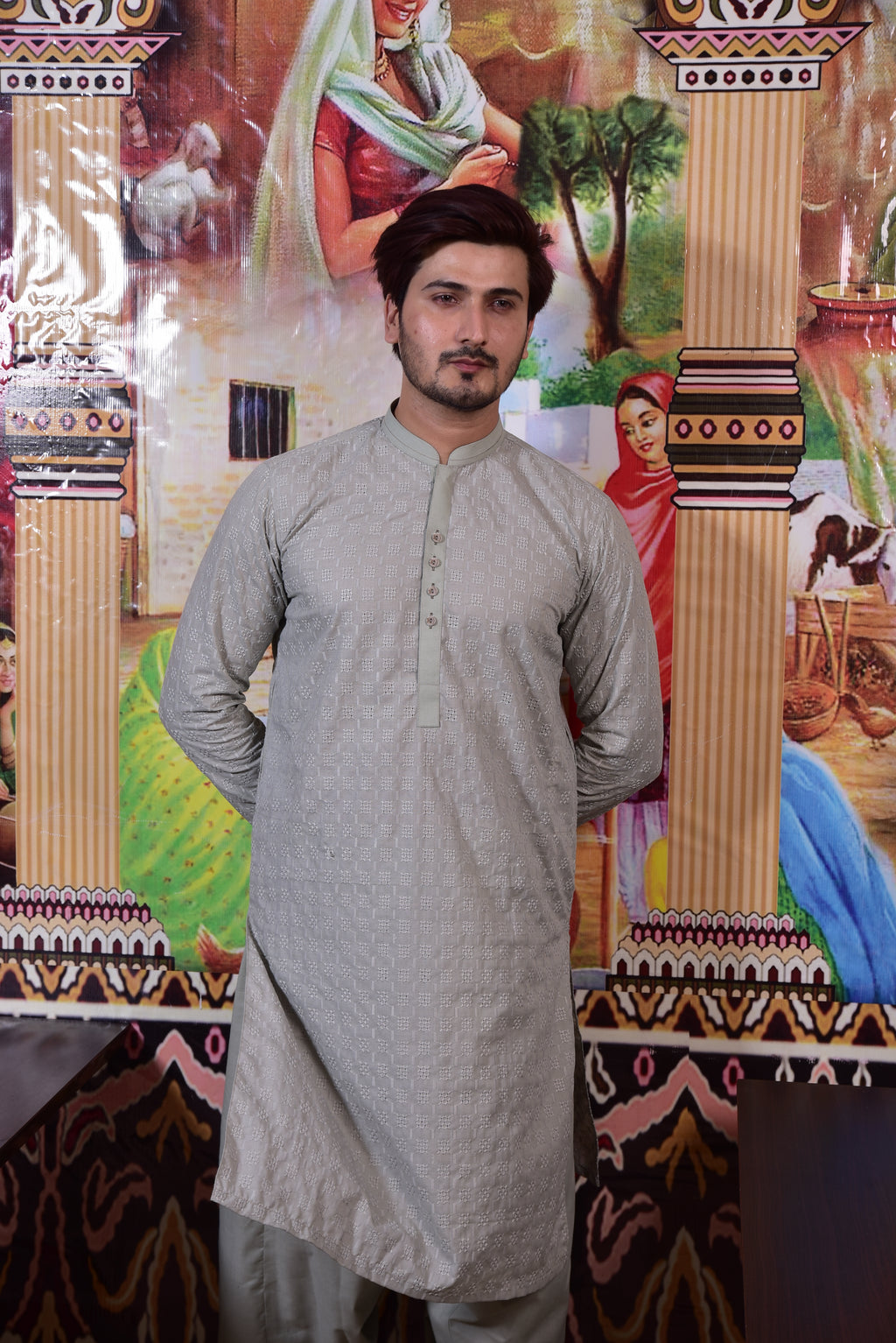 Light Grey Kurta Trousers/Shalwar