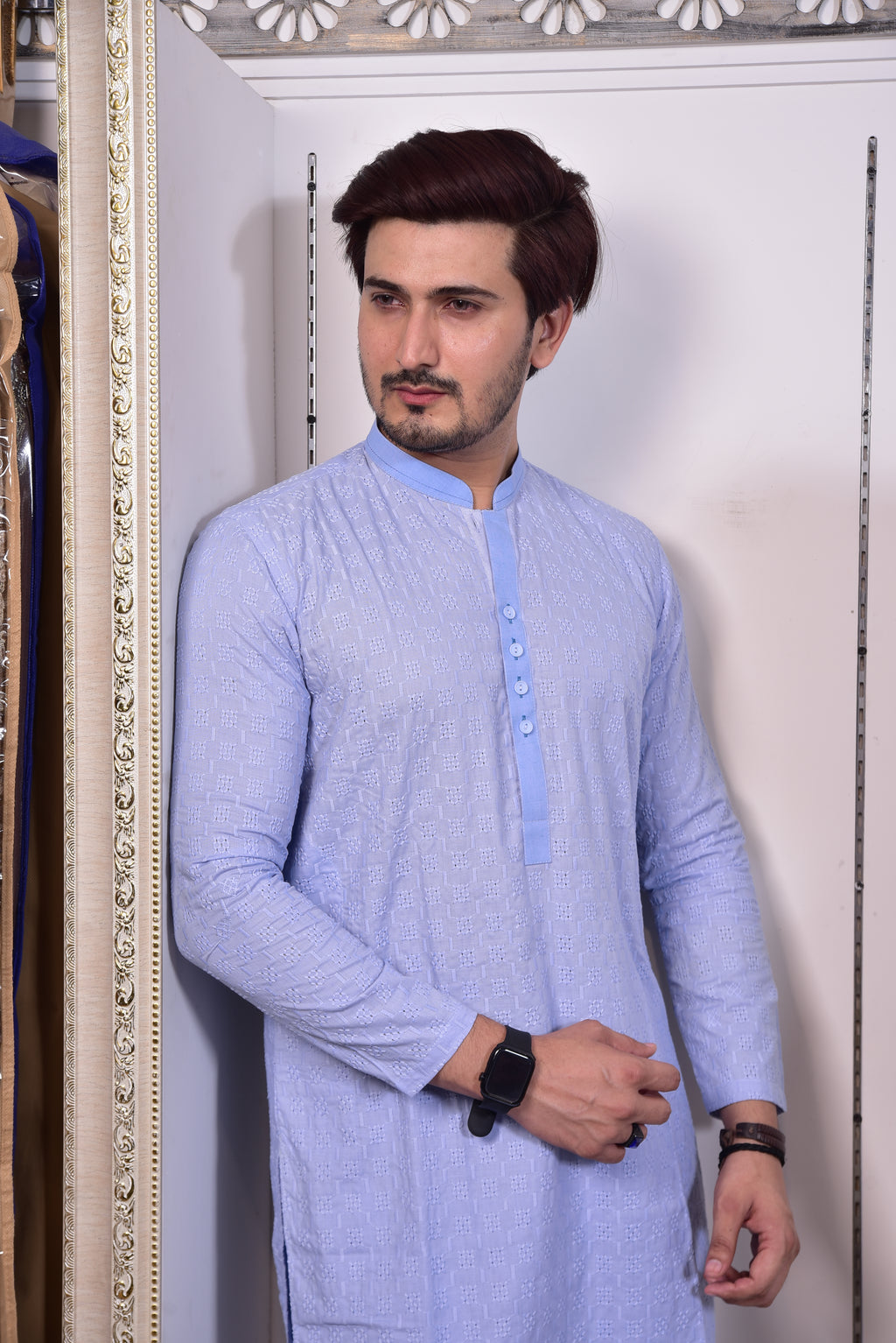 Sky Blue Kurta Trousers/Shalwar