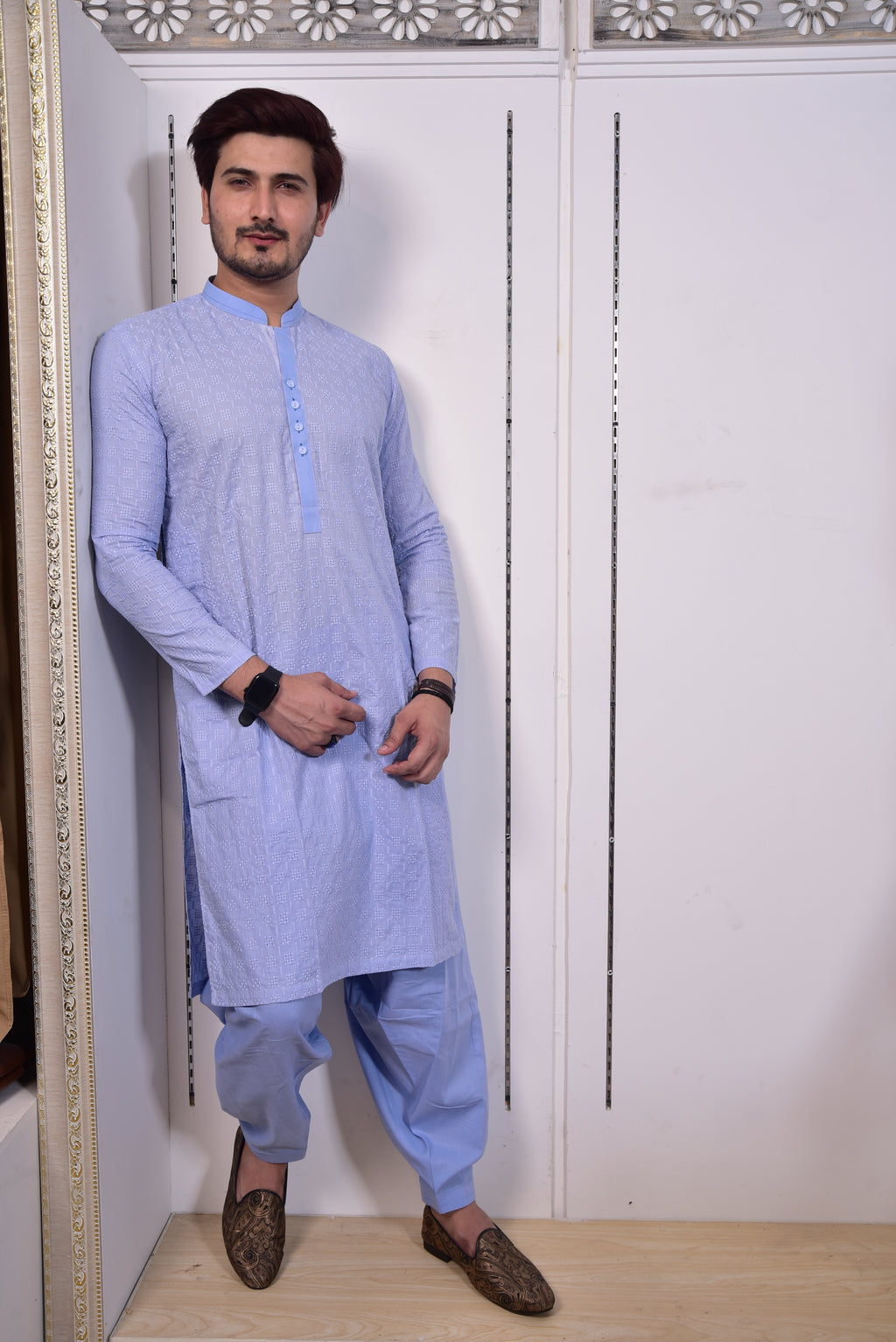 Sky Blue Kurta Trousers/Shalwar