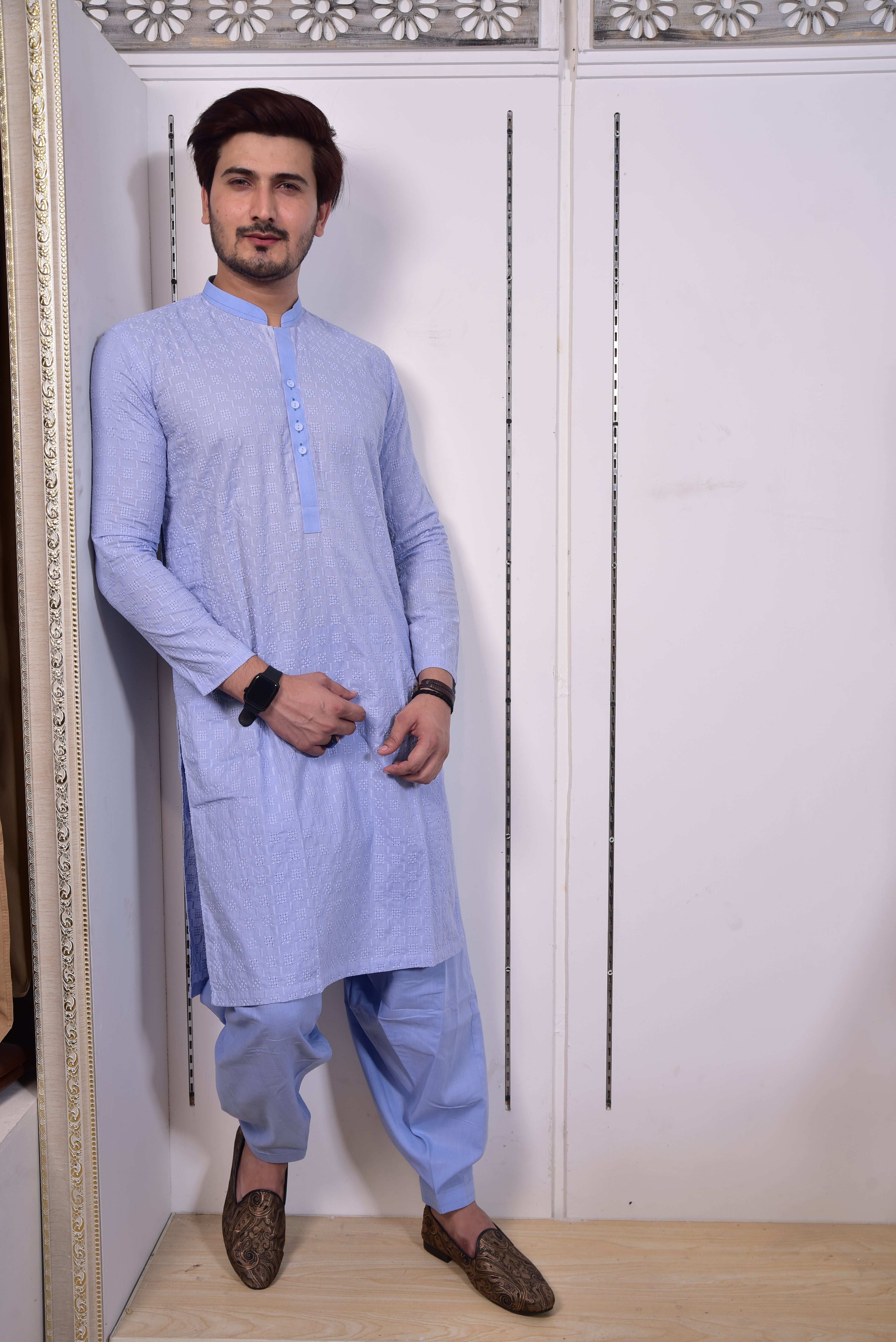 Sky Blue Kurta Trousers/Shalwar