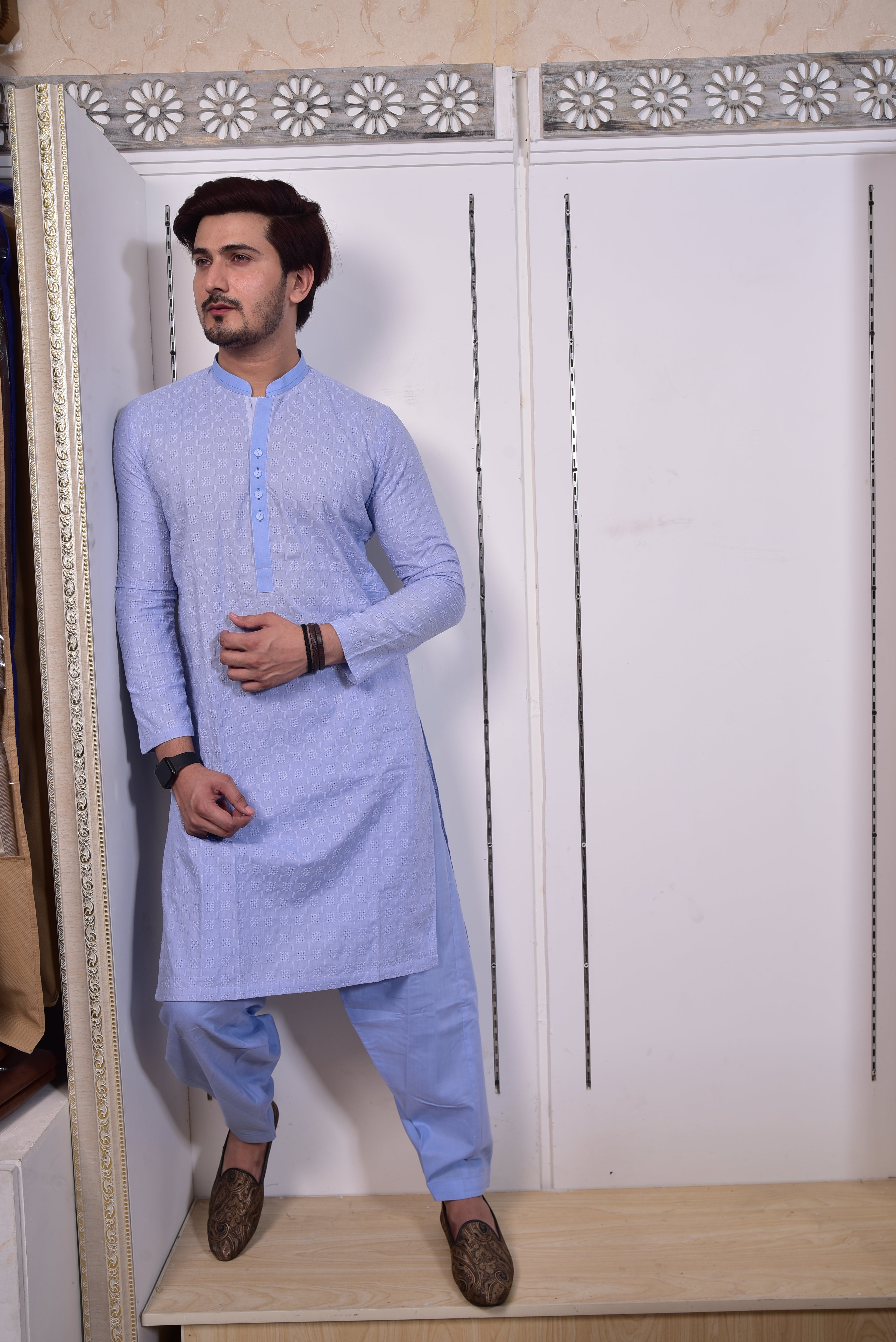 Sky Blue Kurta Trousers/Shalwar