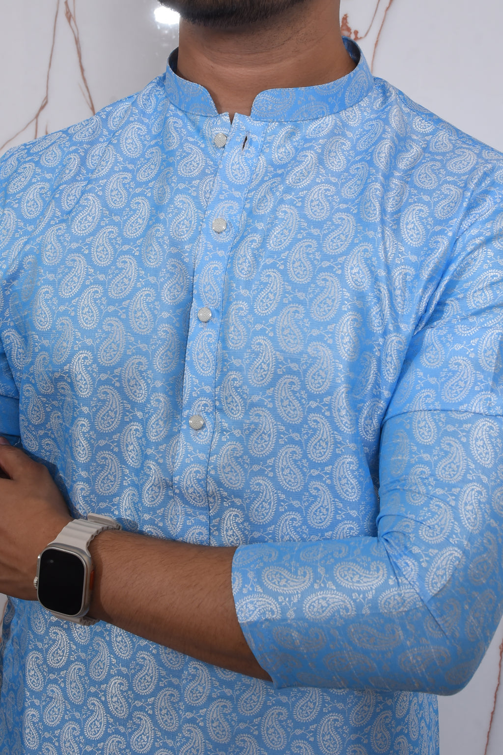 Sky Blue Jmawar Kurta