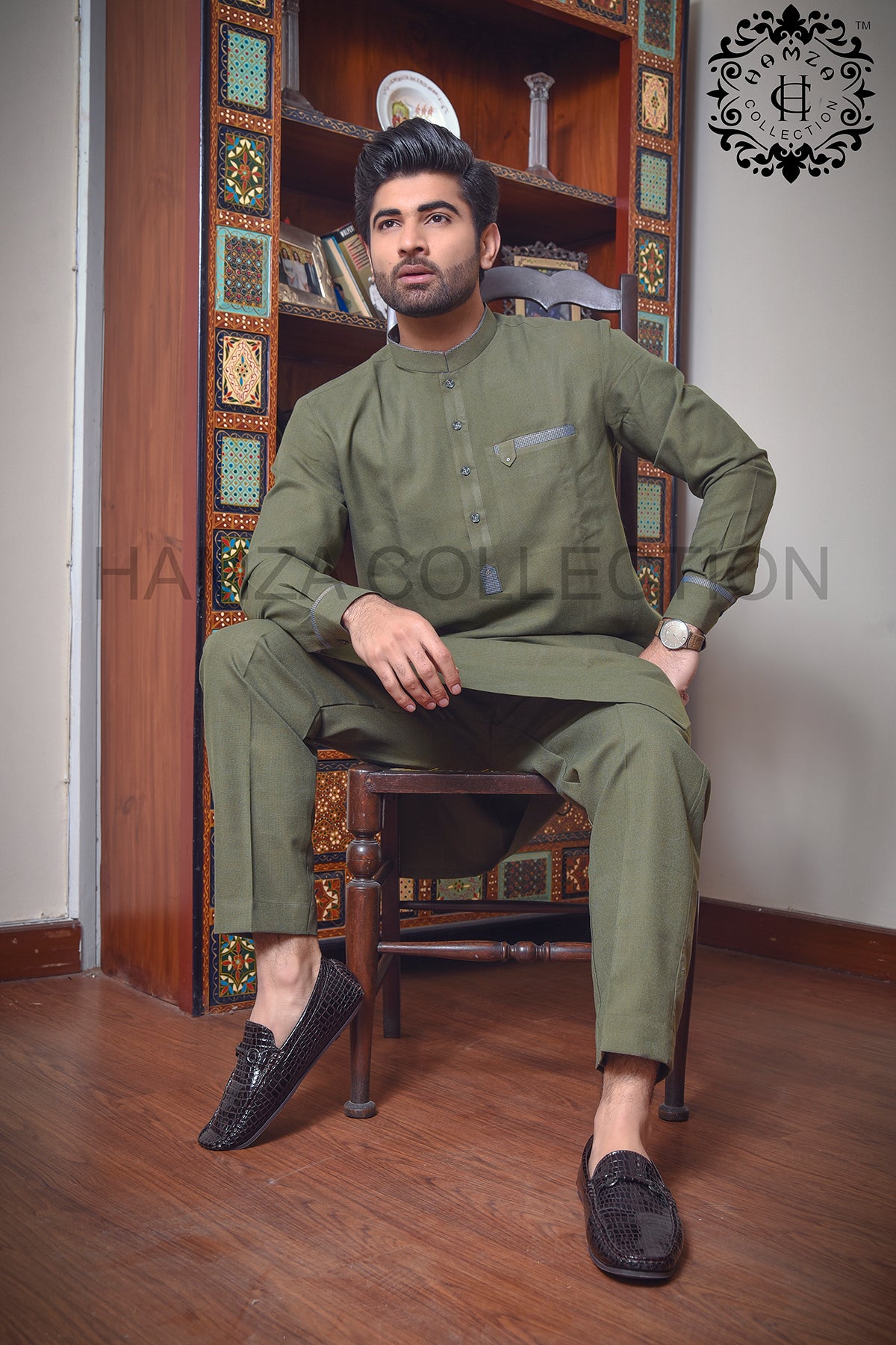 Olive Green Kurta Trousers/shalwar