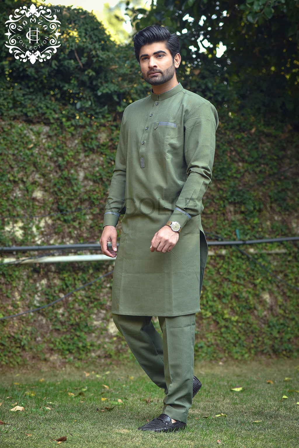 Olive Green Kurta Trousers/shalwar