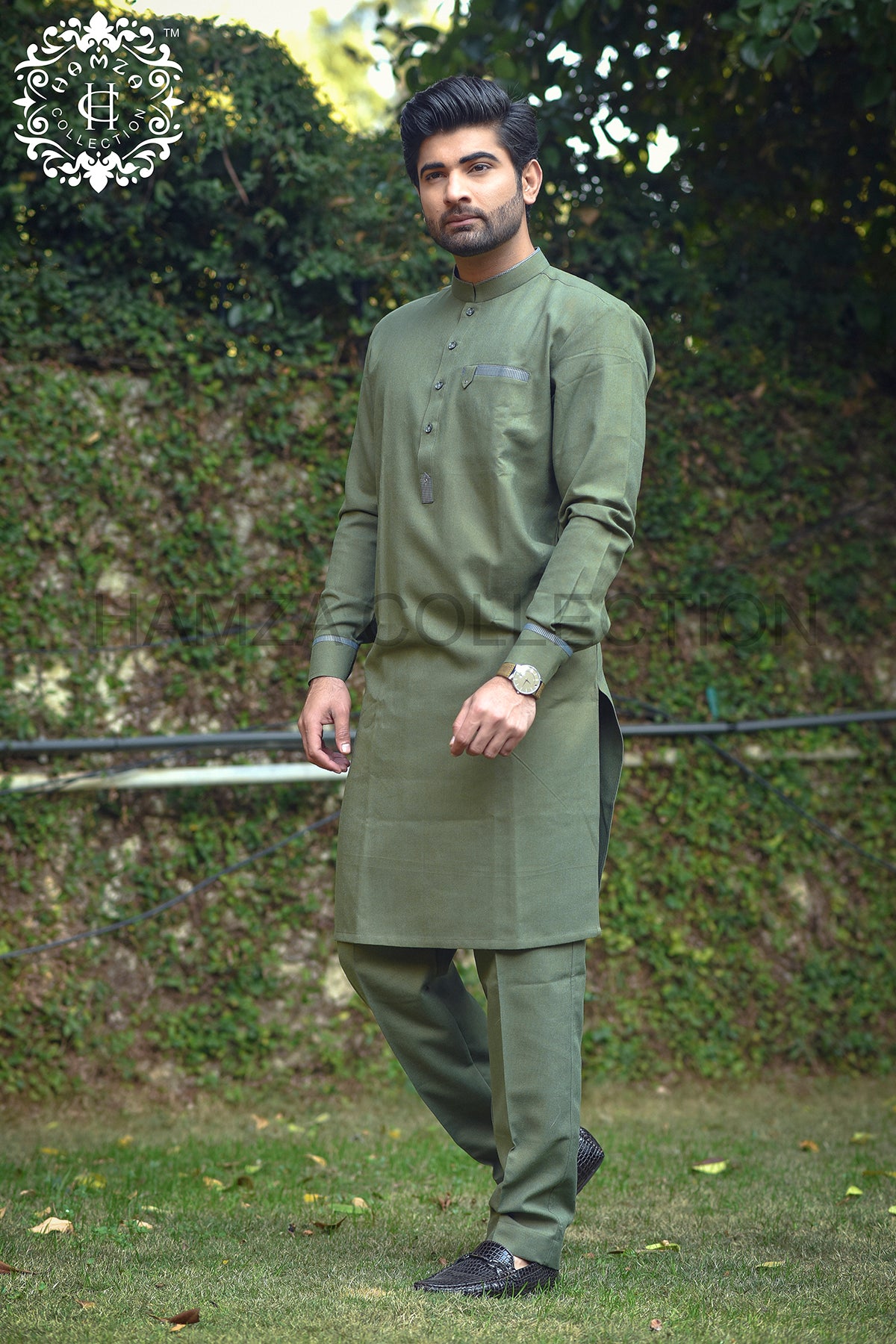 Olive Green Kurta Trousers/shalwar