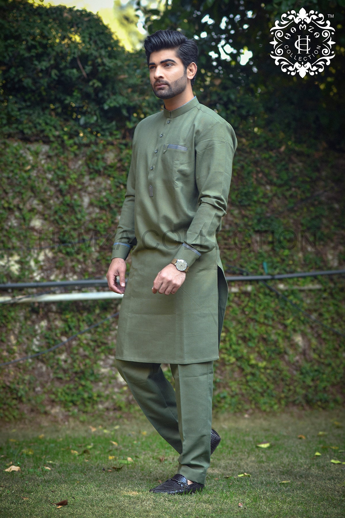 Olive Green Kurta Trousers/shalwar