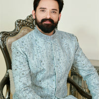 Ice Blue Handworked Sherwani