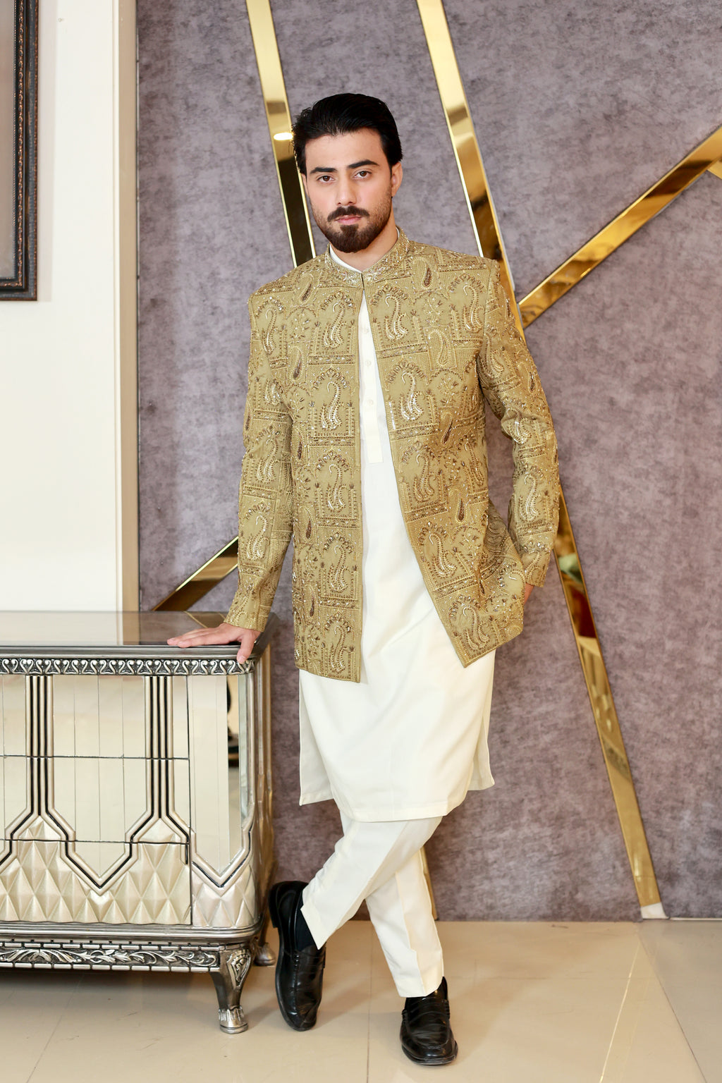 Mughal Arched Embroidered Prince Coat
