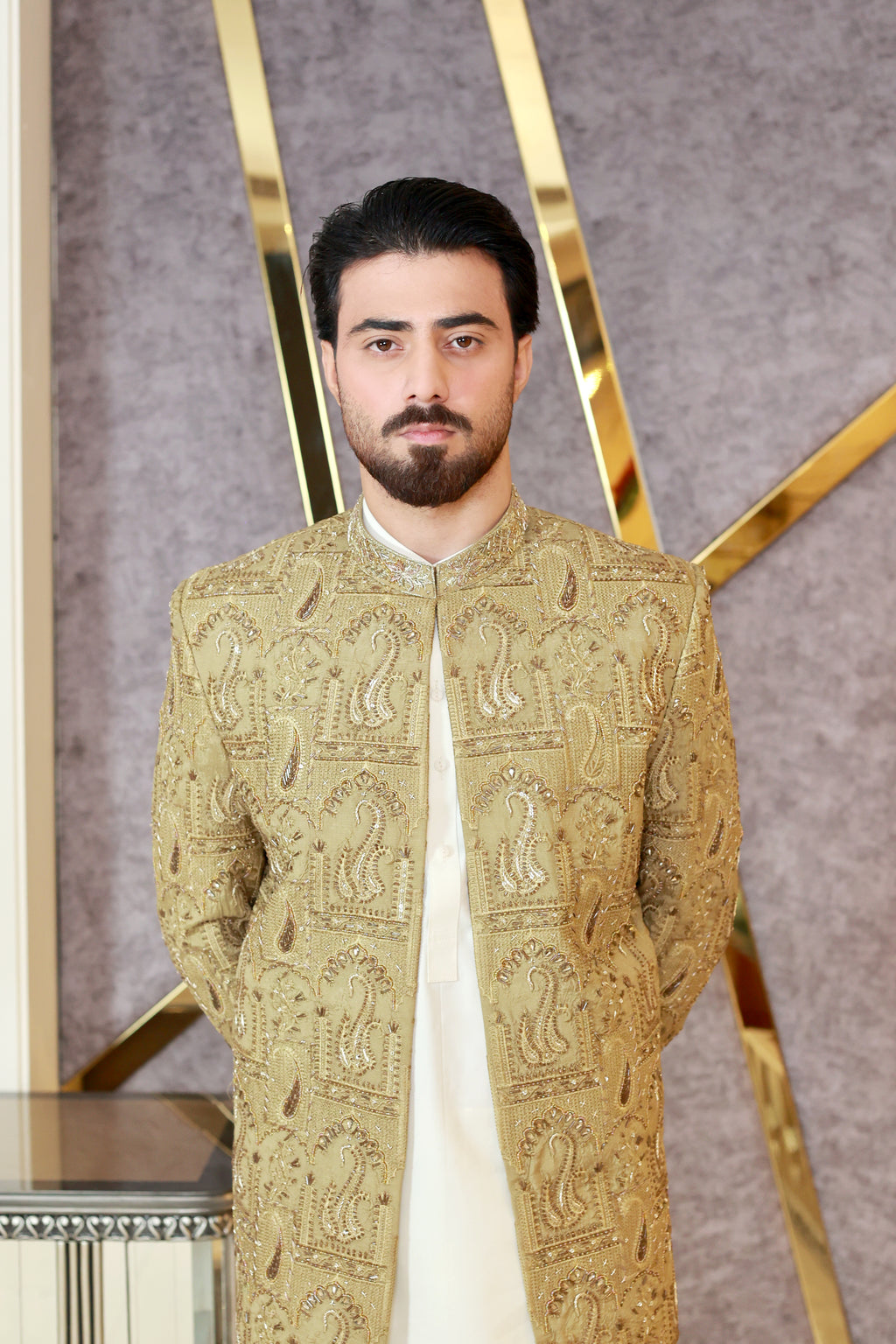 Mughal Arched Embroidered Prince Coat