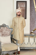 Fawn Gold Abstract Thread Sherwani
