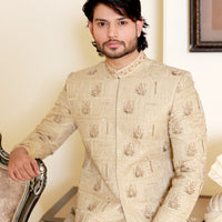 Almond Gold Embroidered Sherwani