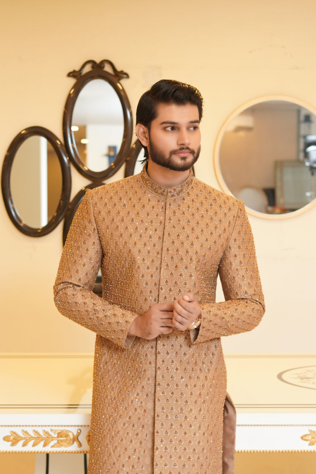 Rust Gold Sherwani