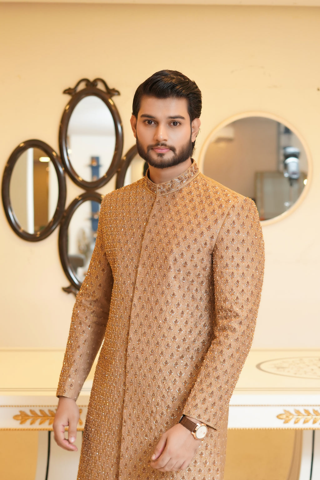 Rust Gold Sherwani