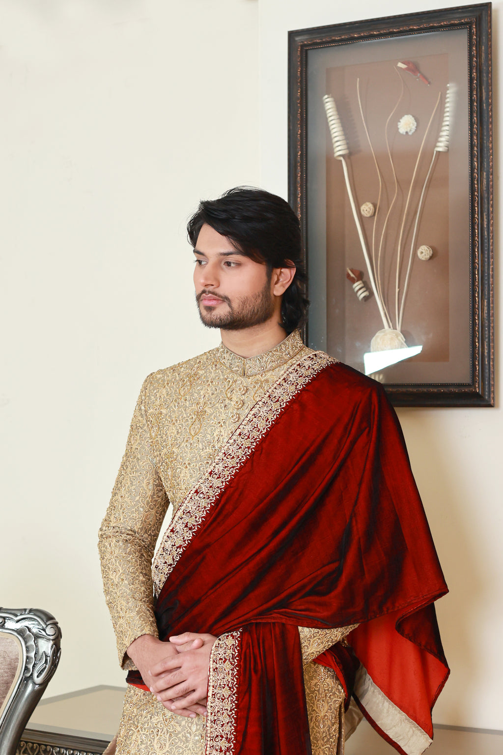 Masoori Based Gold Sherwani