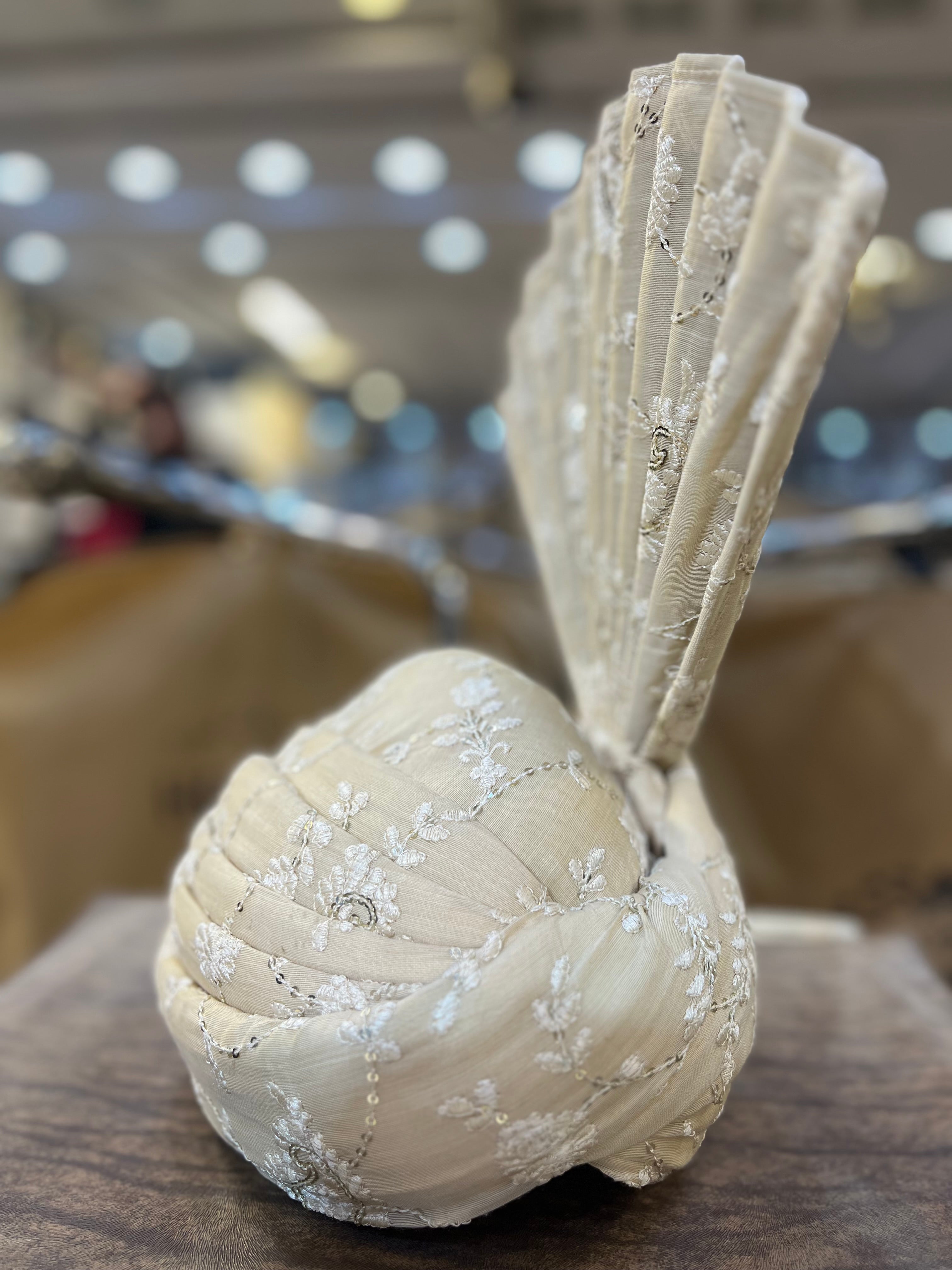 Beige Silk Turban