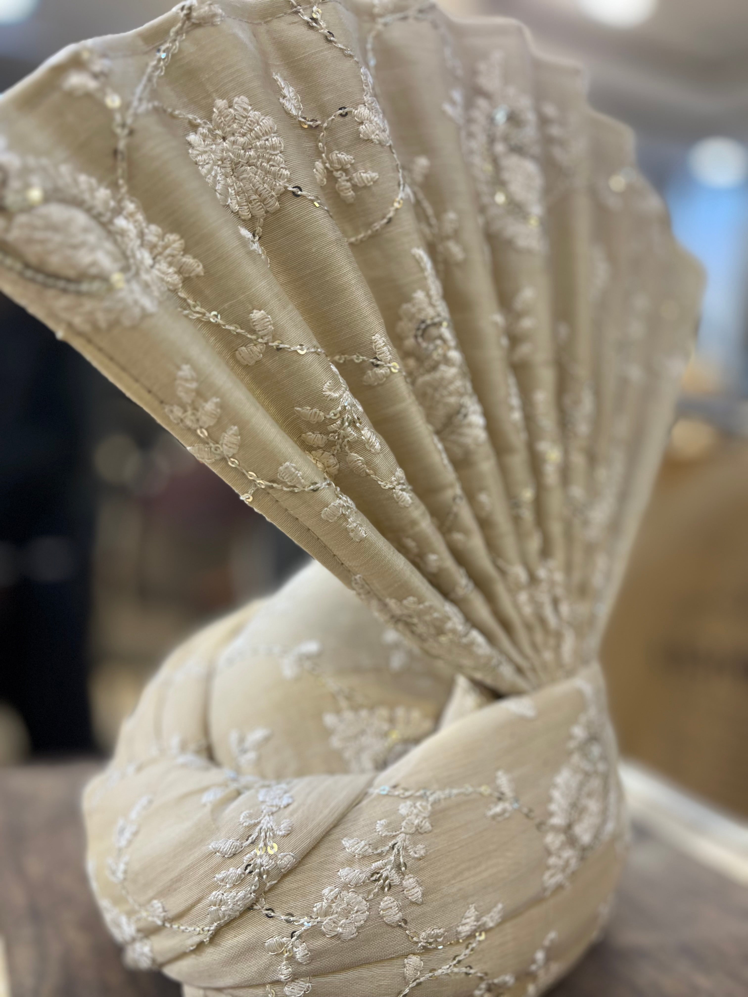 Beige Silk Turban