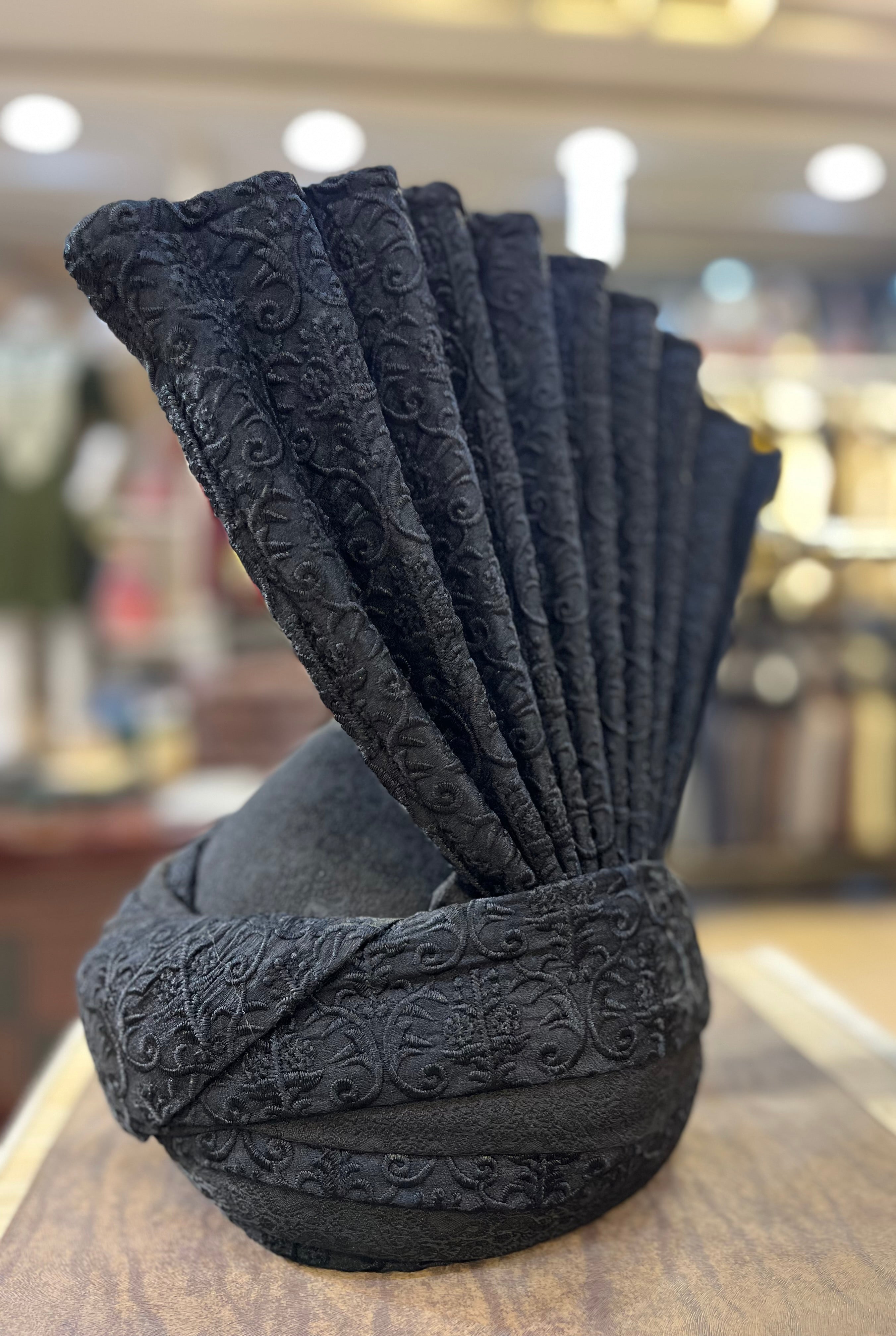 Black embroidered Turban