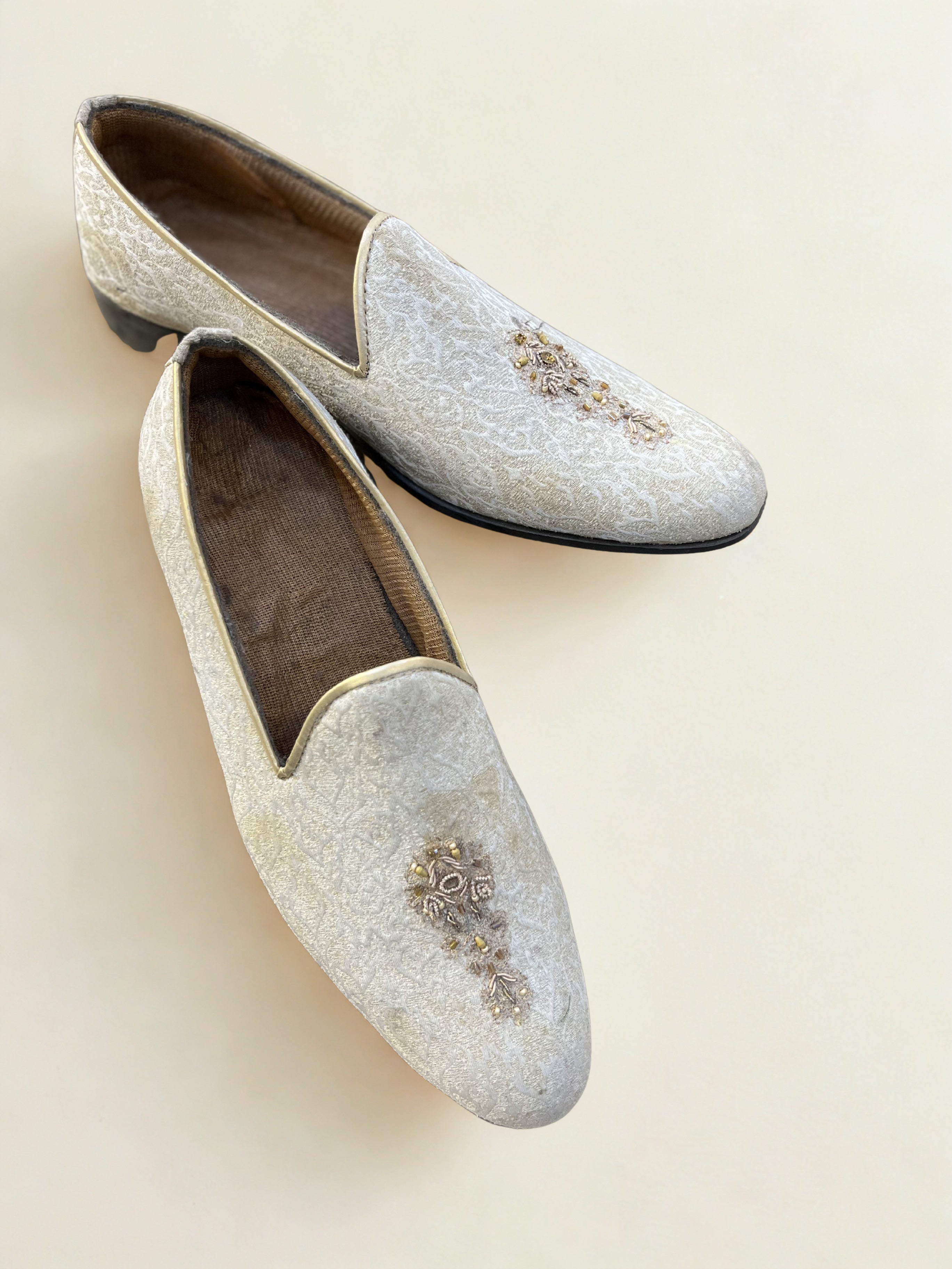 Ivory Brocade Loafers
