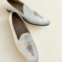 Ivory Brocade Loafers