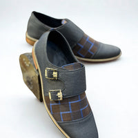 Urban Grid Monk Strap Shoes