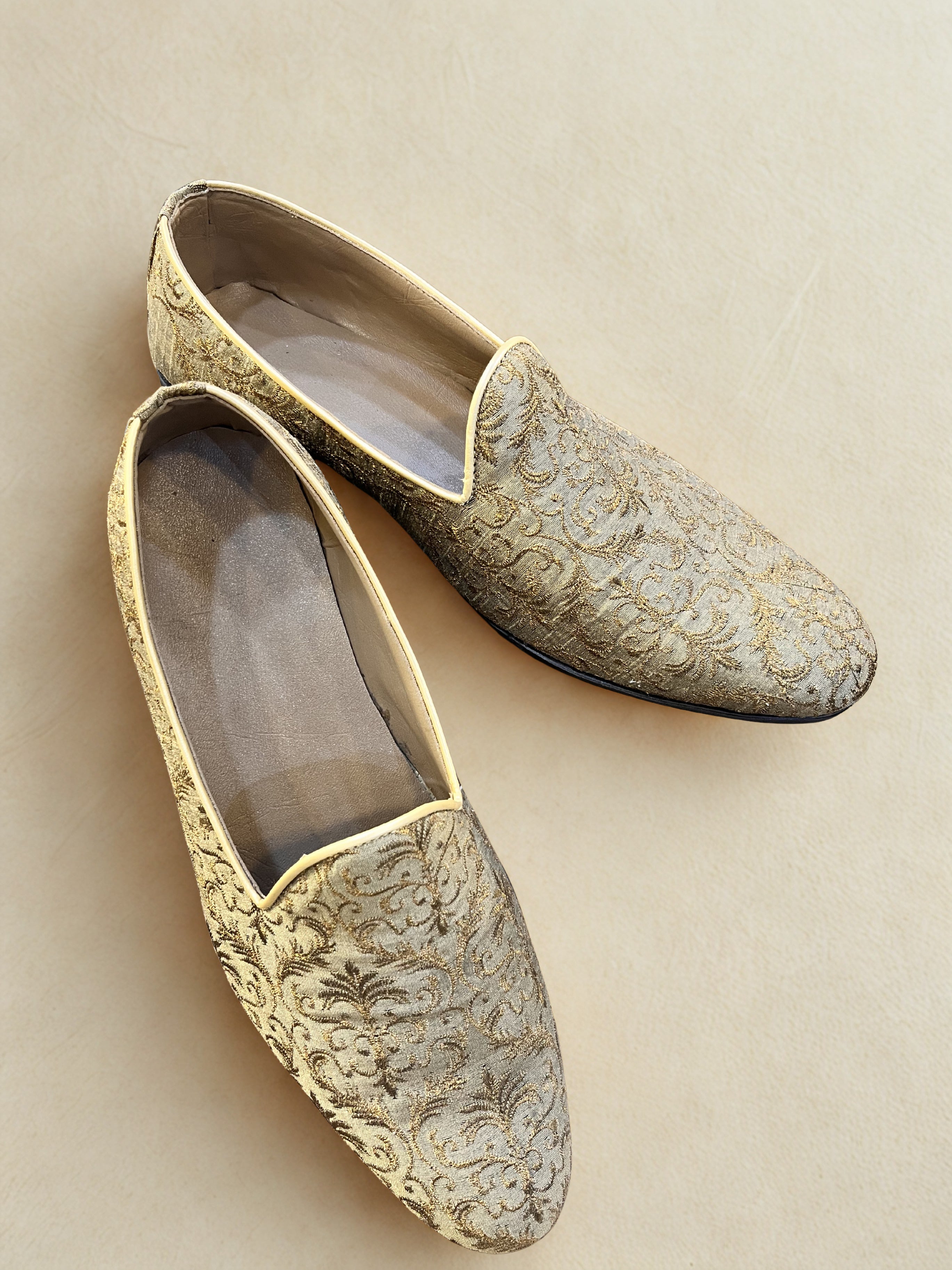 Gold Brocade Loafers