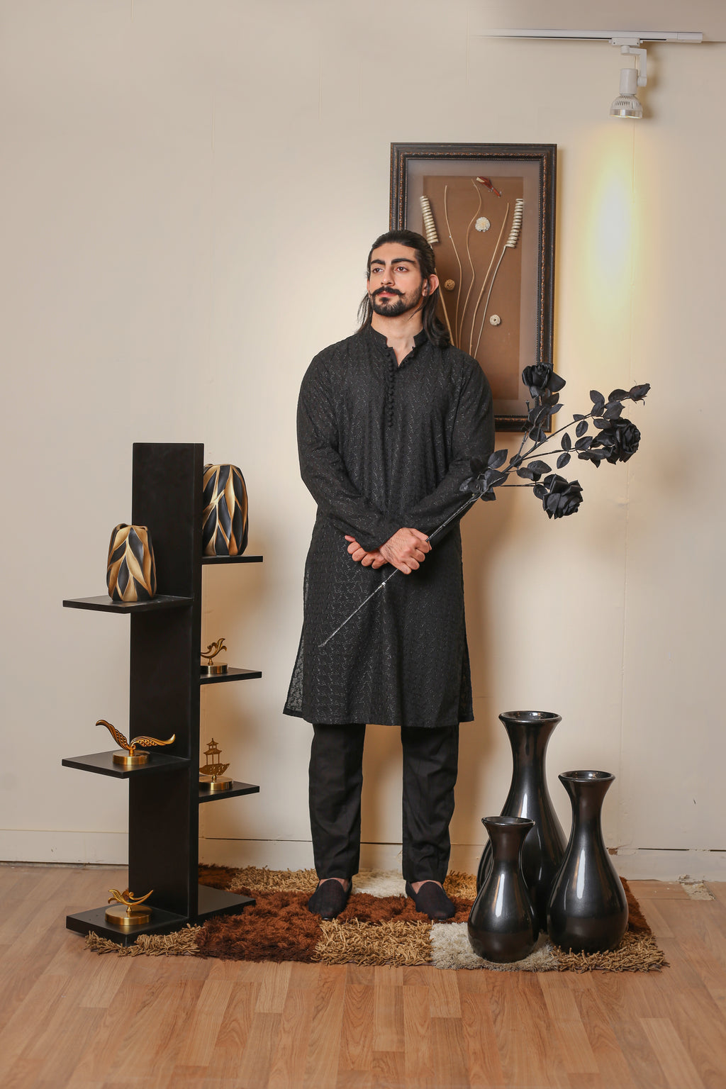 Striking Black Kurta