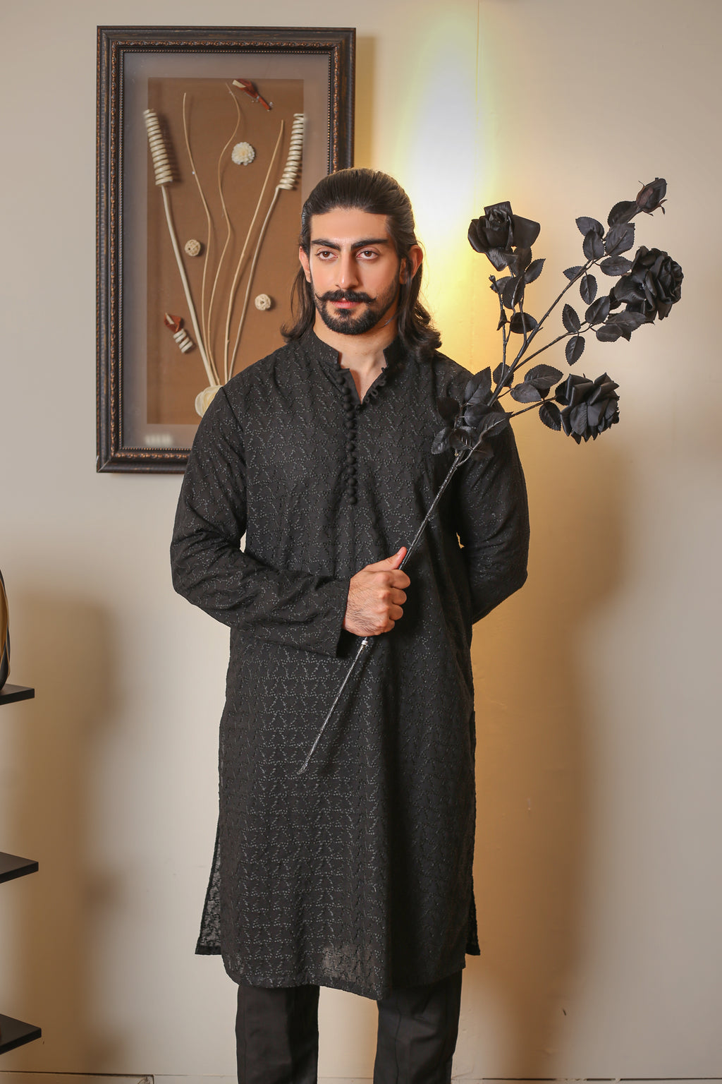 Striking Black Kurta