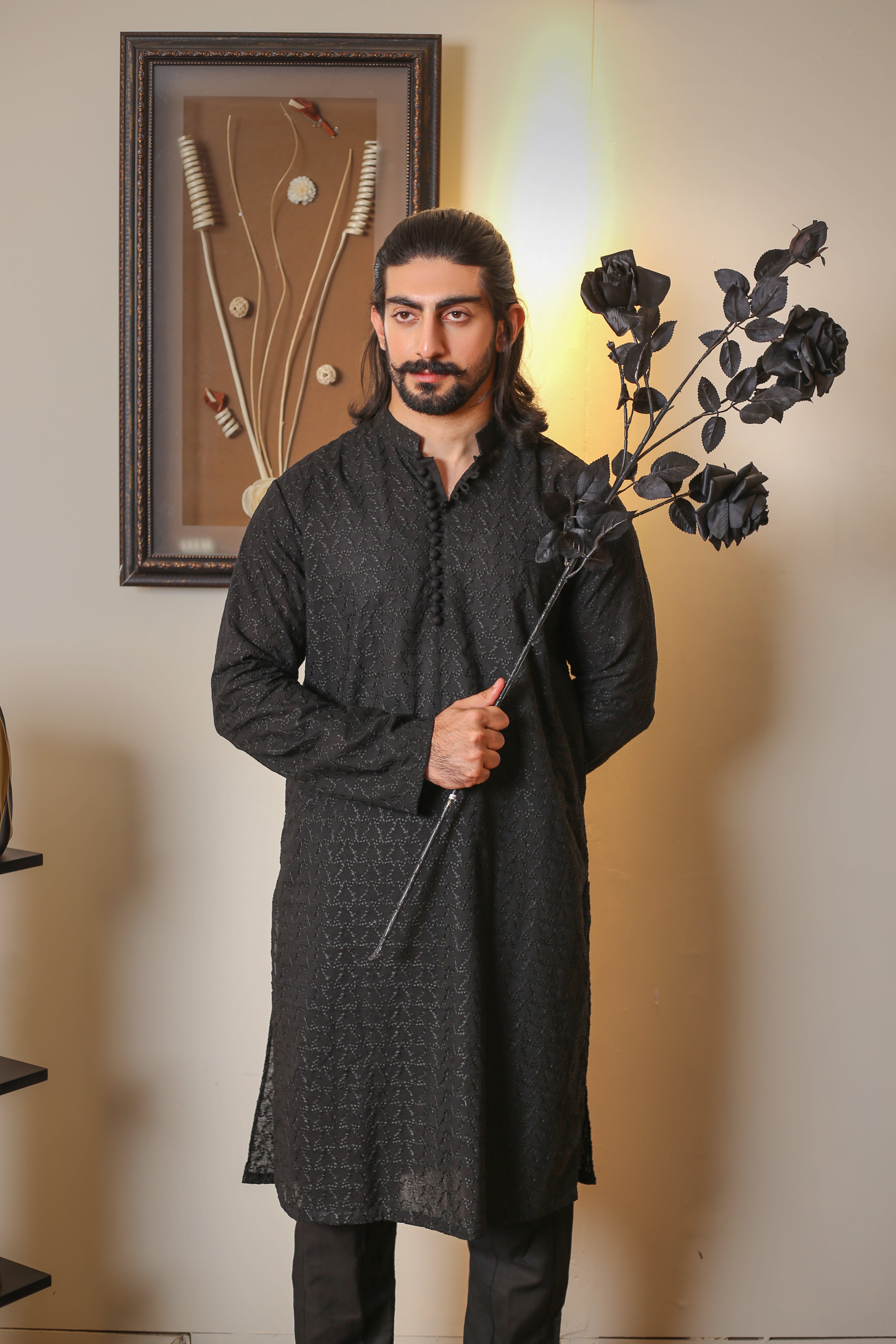 Striking Black Kurta