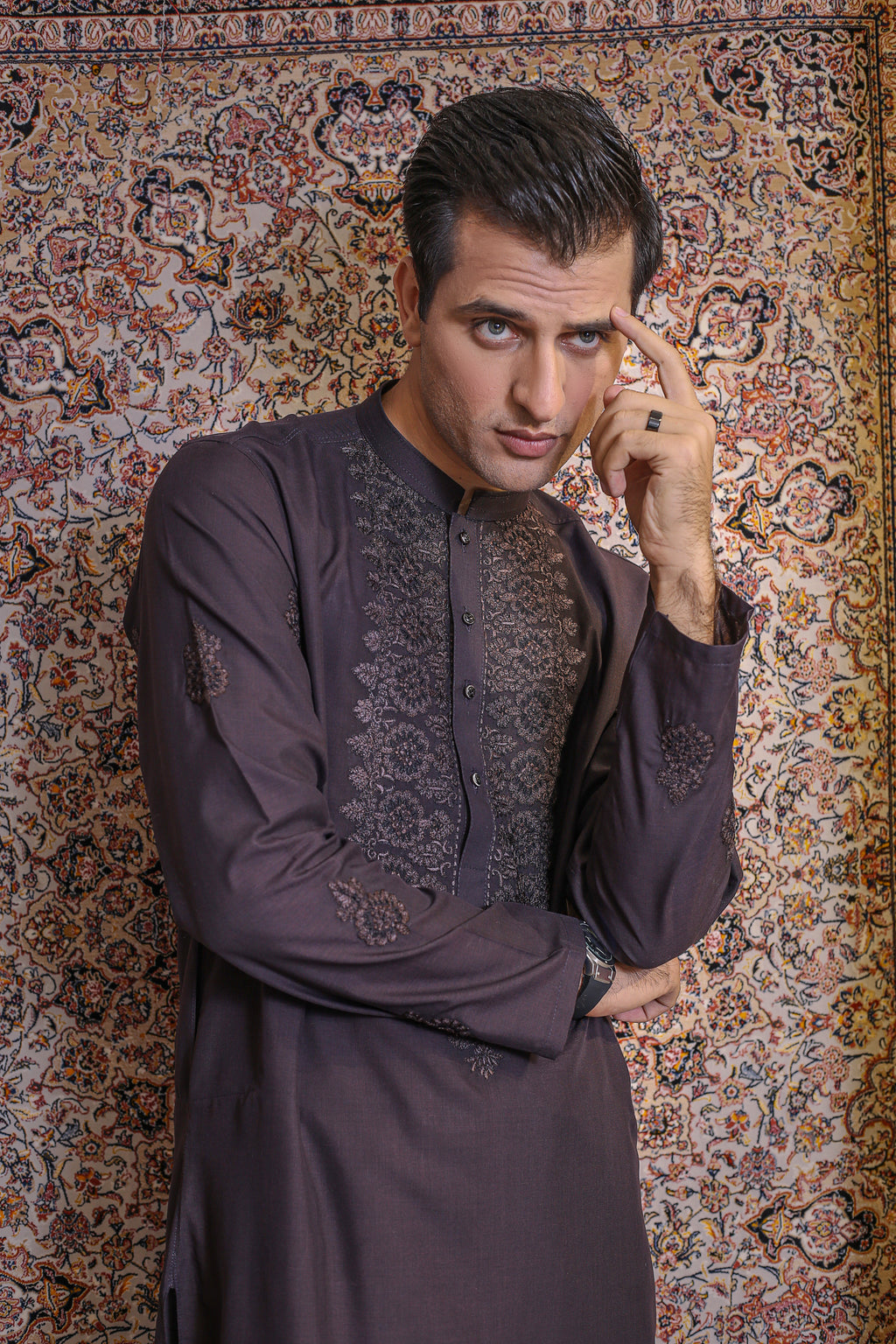 Deep Purple Embroided Kurta
