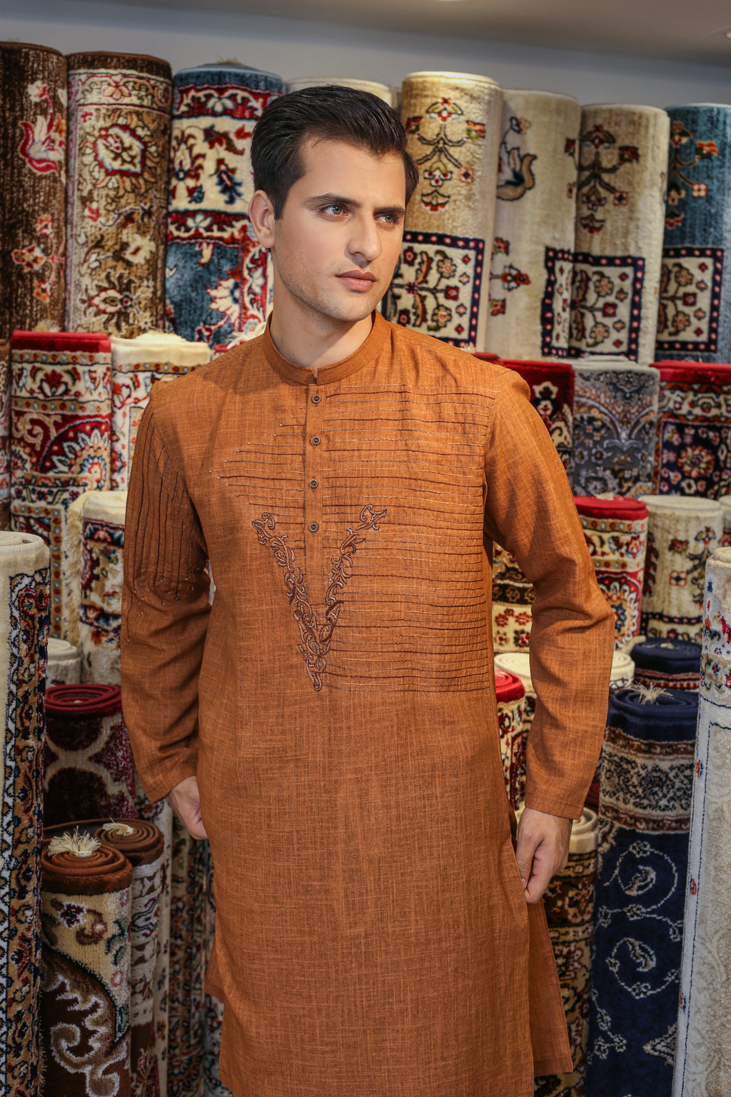 Rust Orange Kurta Trousers