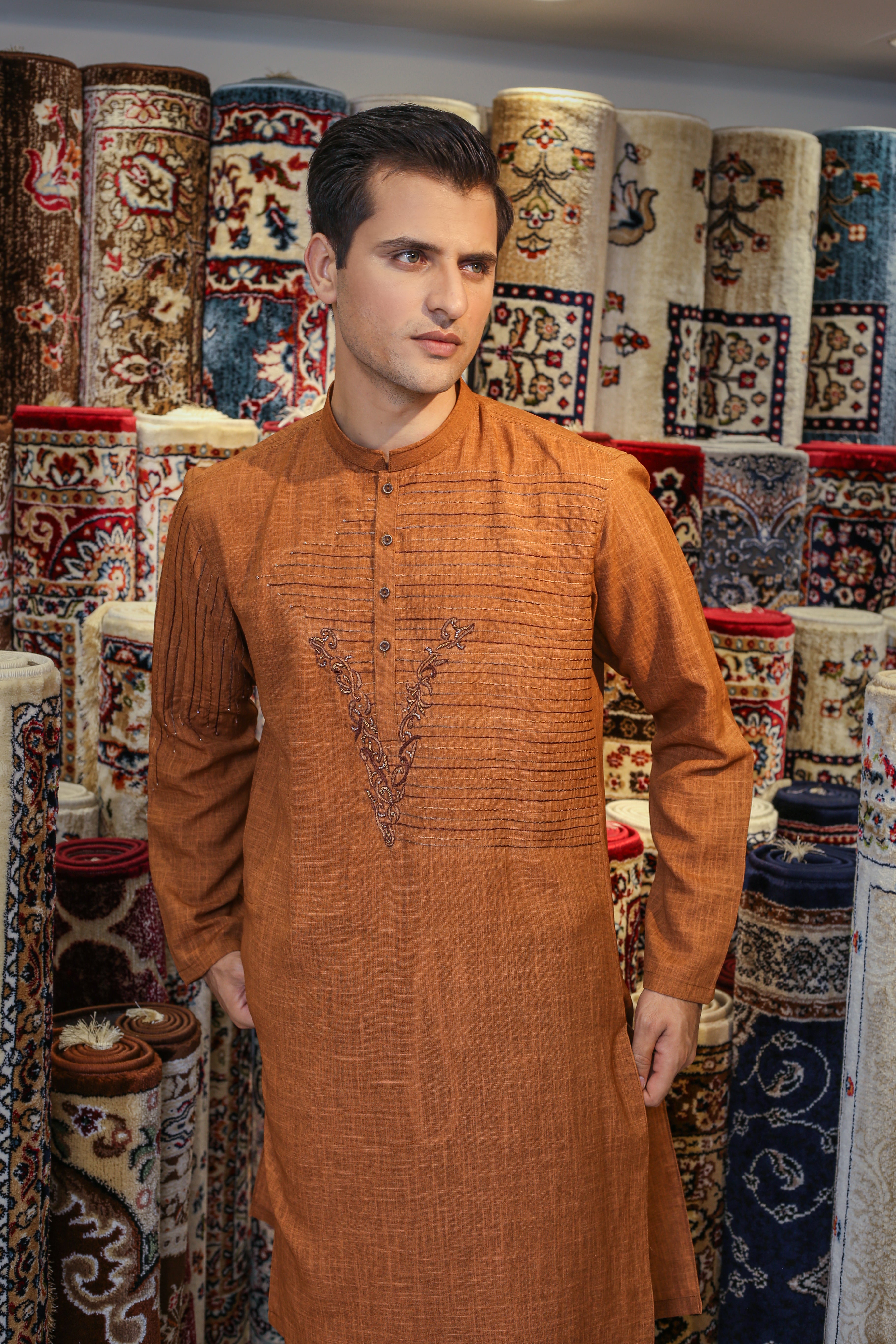 Rust Orange Kurta Trousers