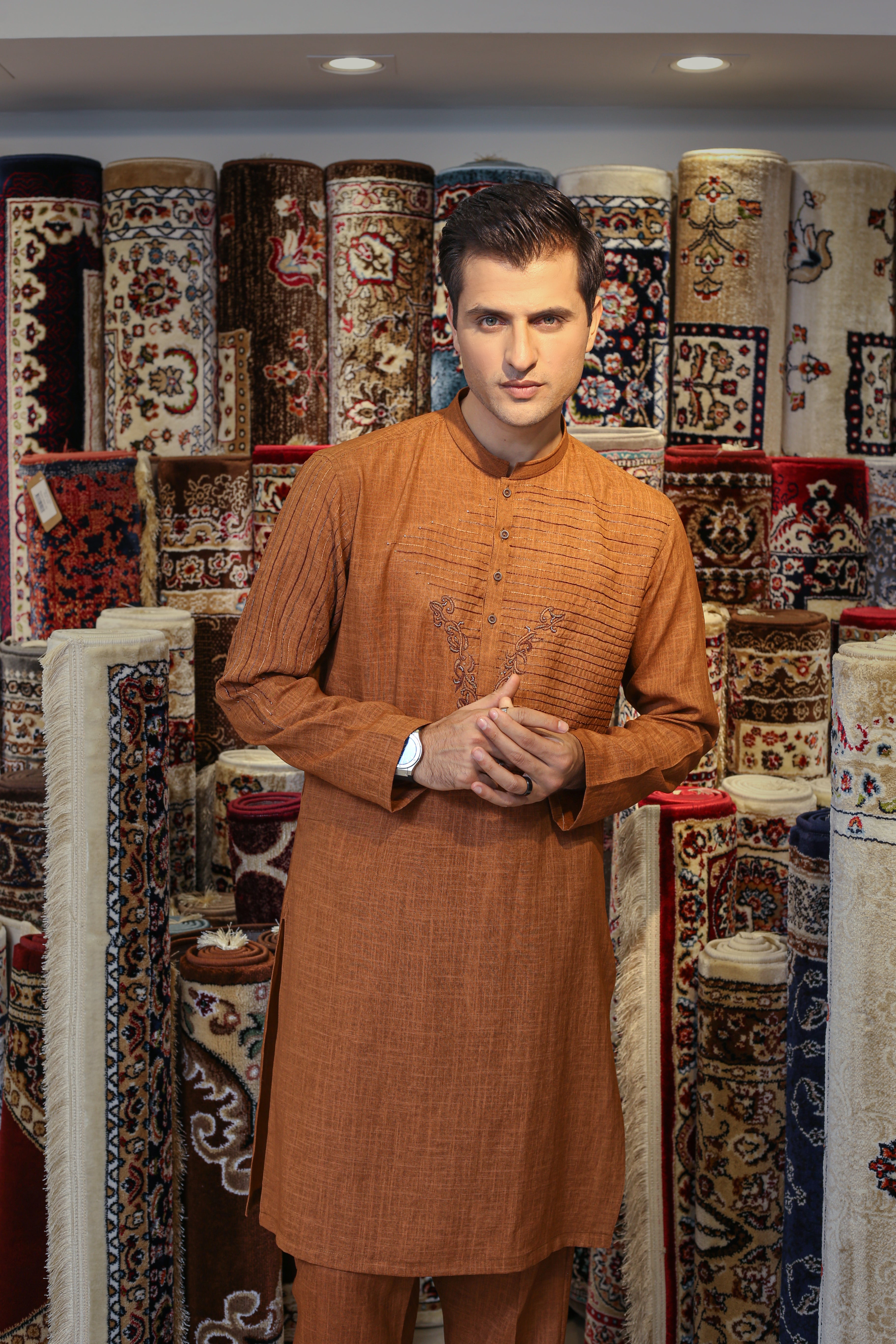Rust Orange Kurta Trousers