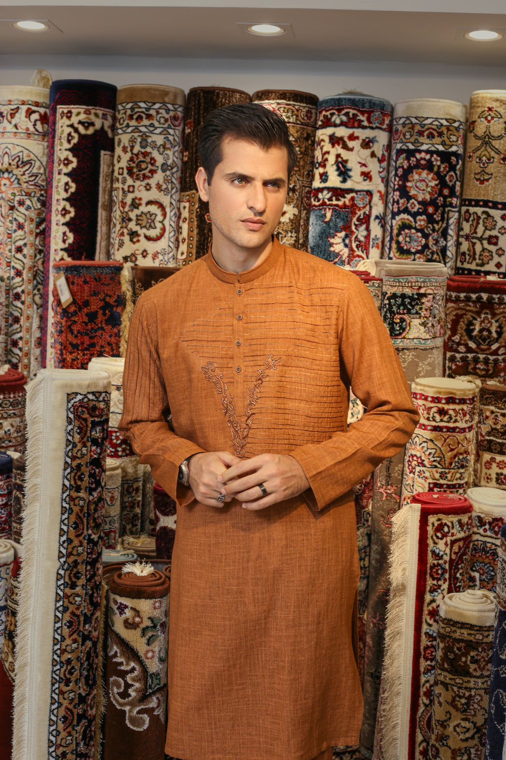 Rust Orange Kurta Trousers
