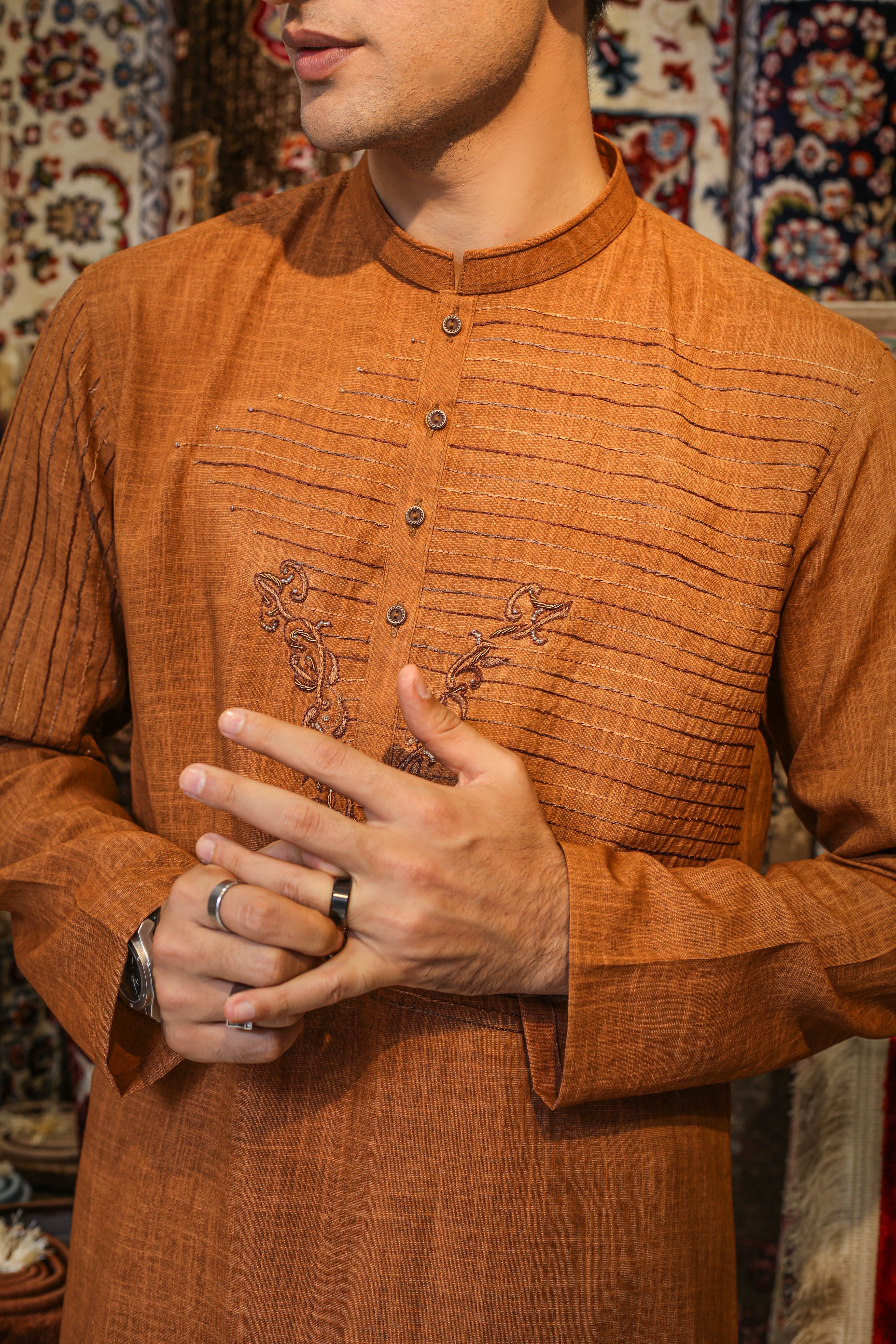 Rust Orange Kurta Trousers
