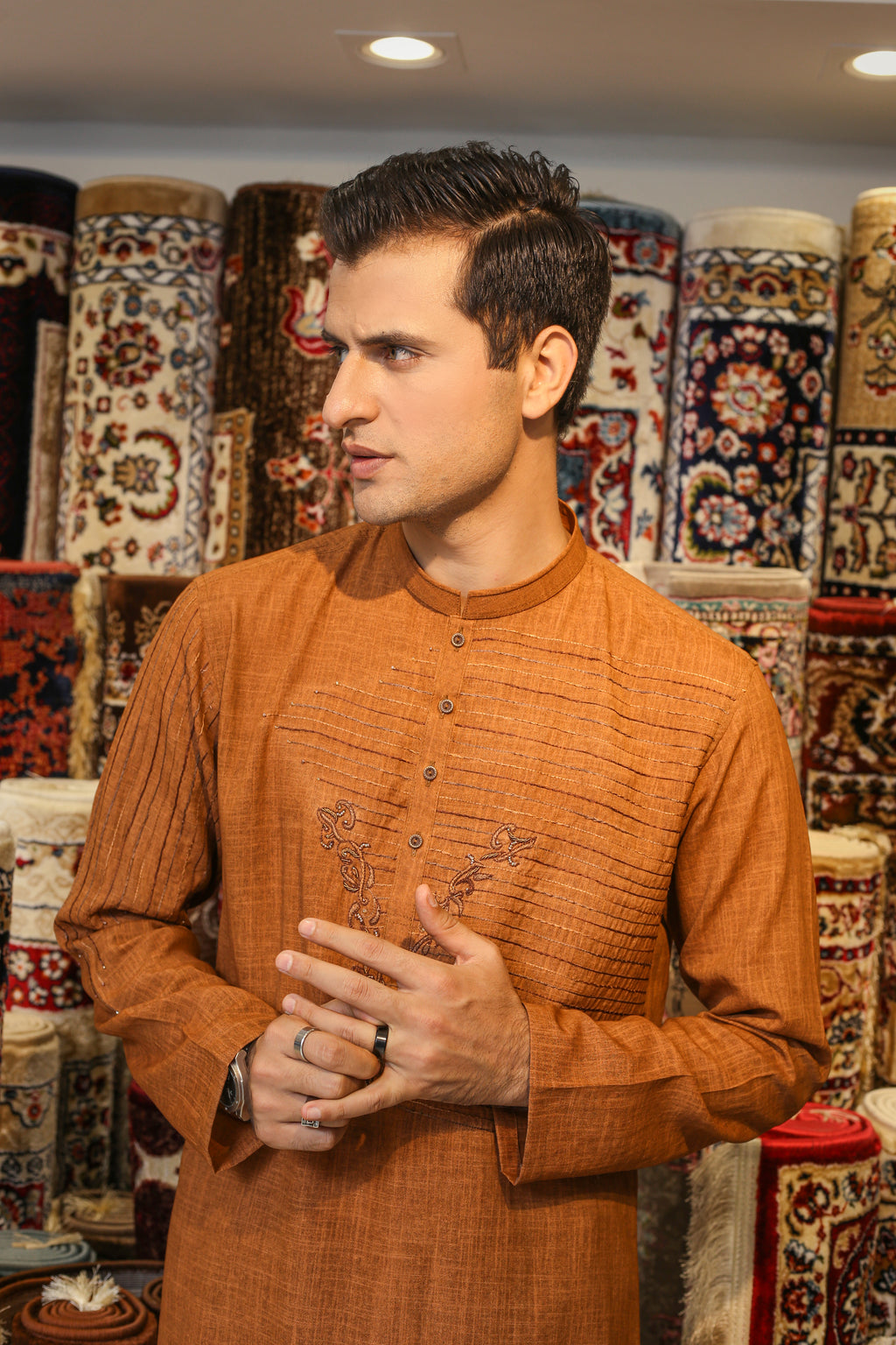 Rust Orange Kurta Trousers