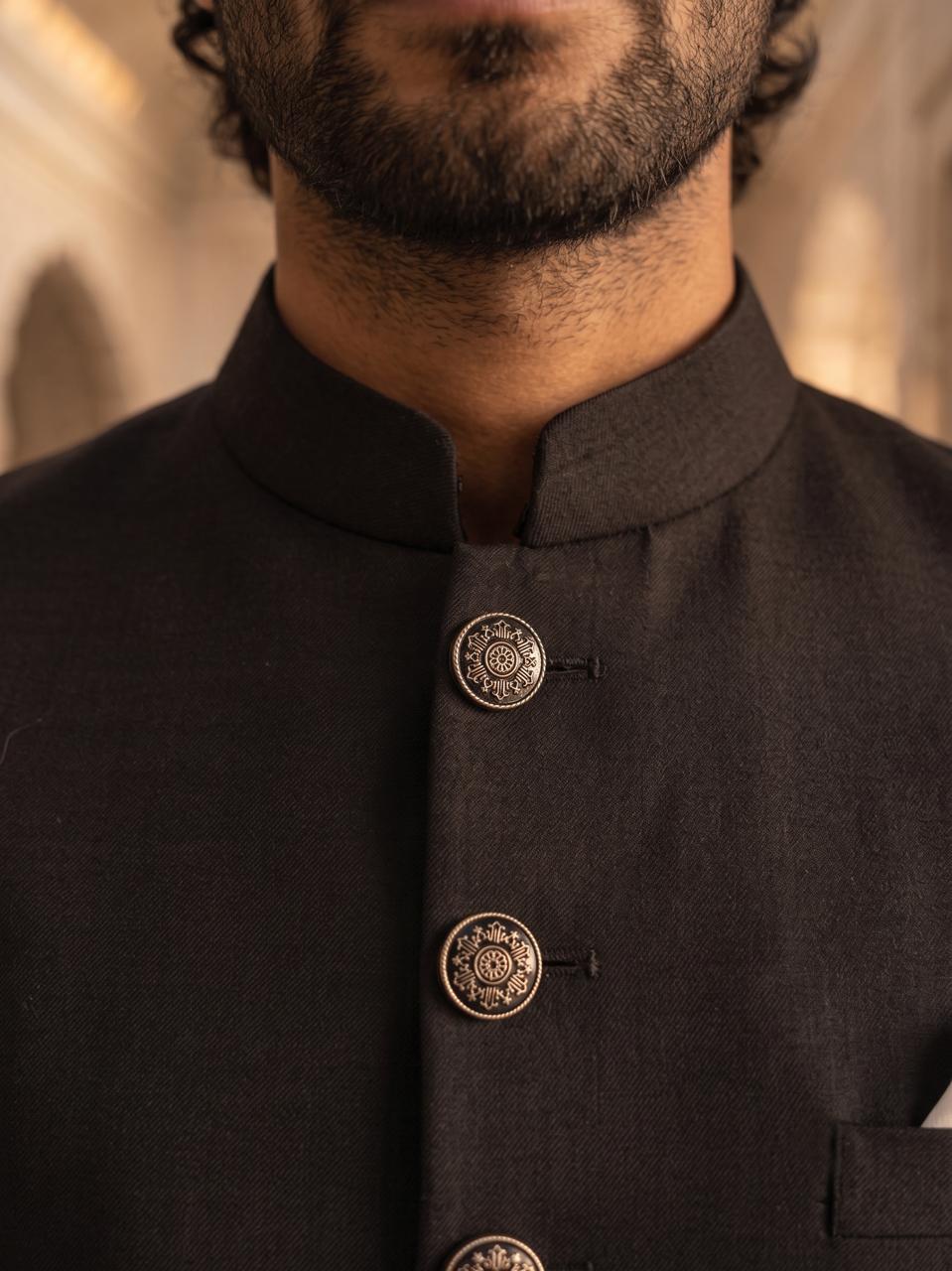 Plain Black Sherwani