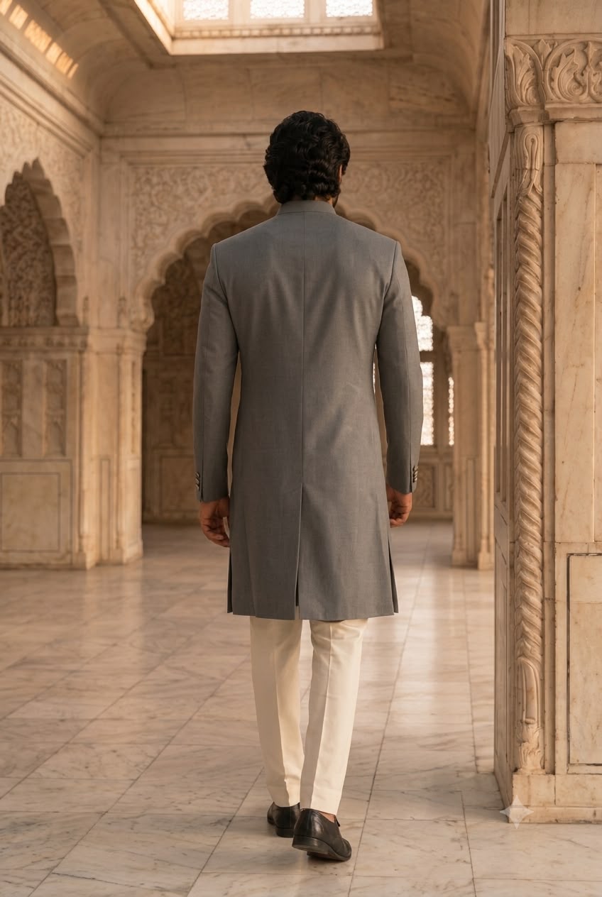 Plain Grey Sherwani