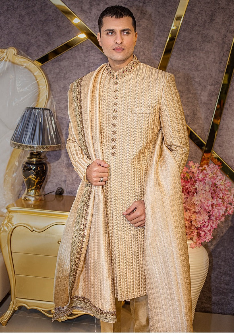 Golden Embroidered Sherwani