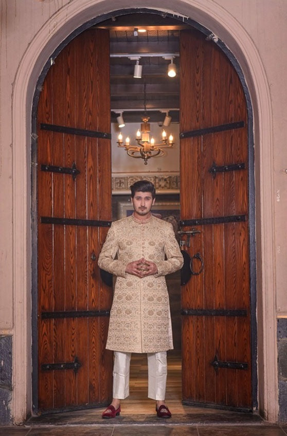Masoori Champion Gold Embroidered Sherwani